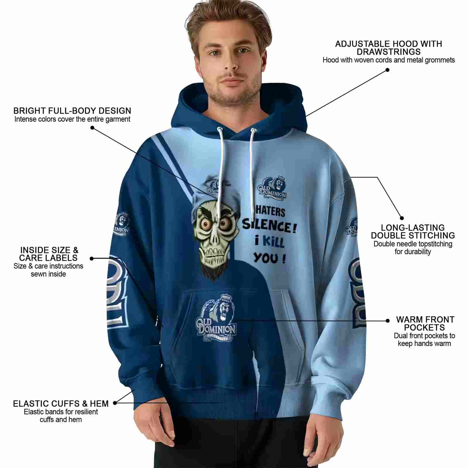 old dominion monarchs achmed skull blue hoodie latest model