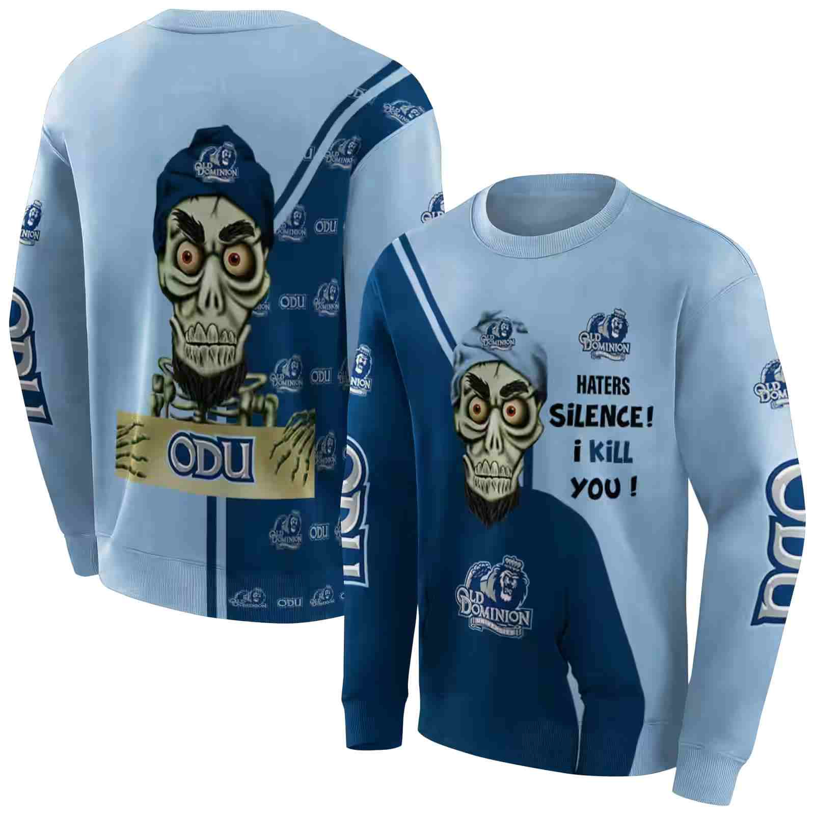 old dominion monarchs achmed skull blue hoodie premium grade