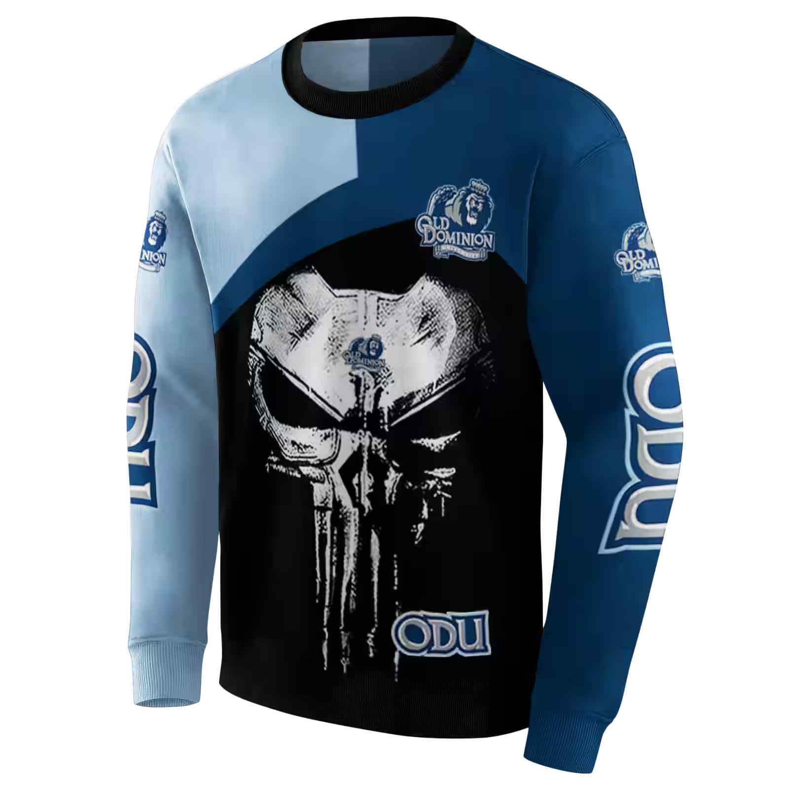 old dominion monarchs skull punisher light blue black hoodie new arrival