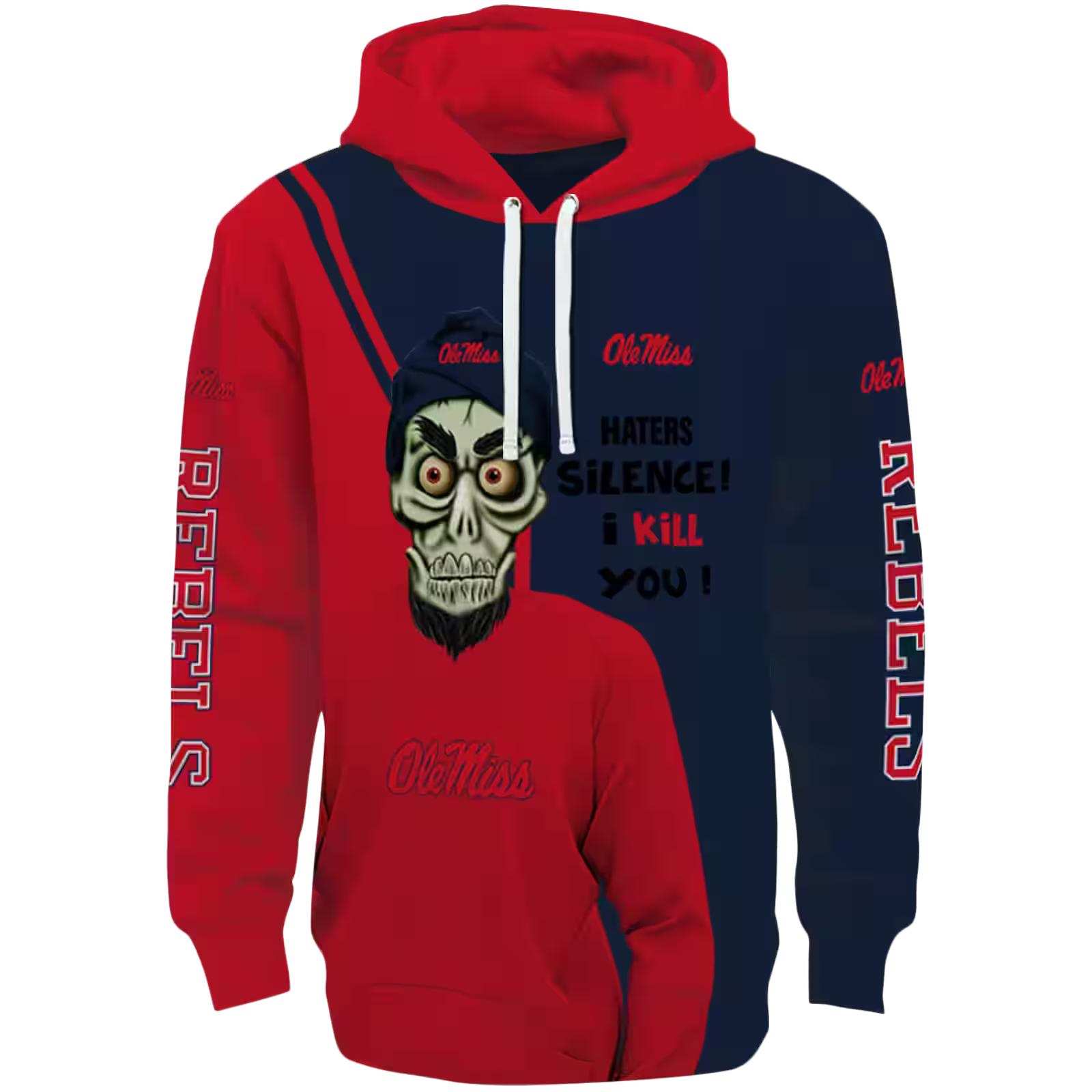 ole miss rebels achmed skull red hoodie best selling
