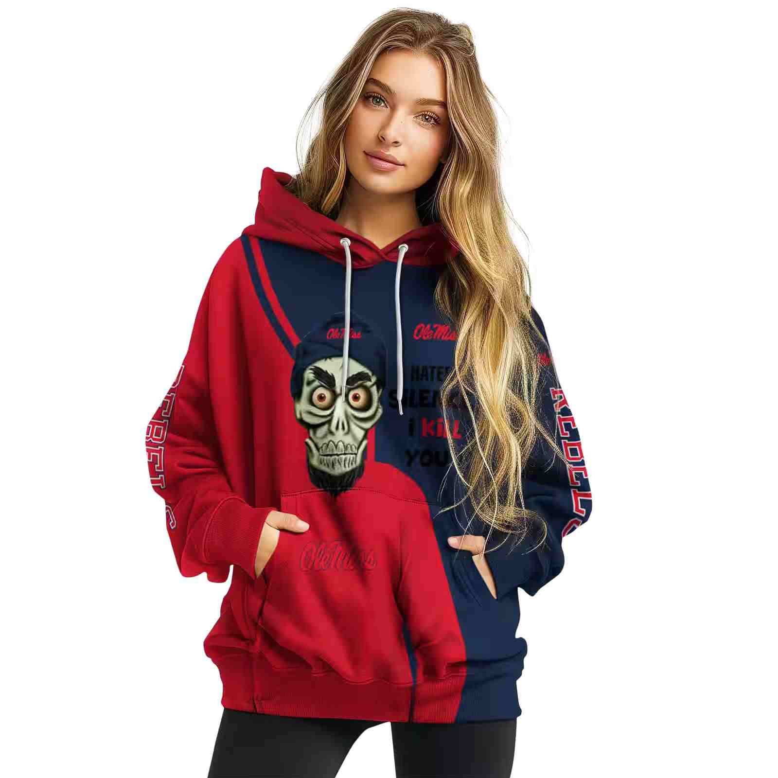 ole miss rebels achmed skull red hoodie high quality