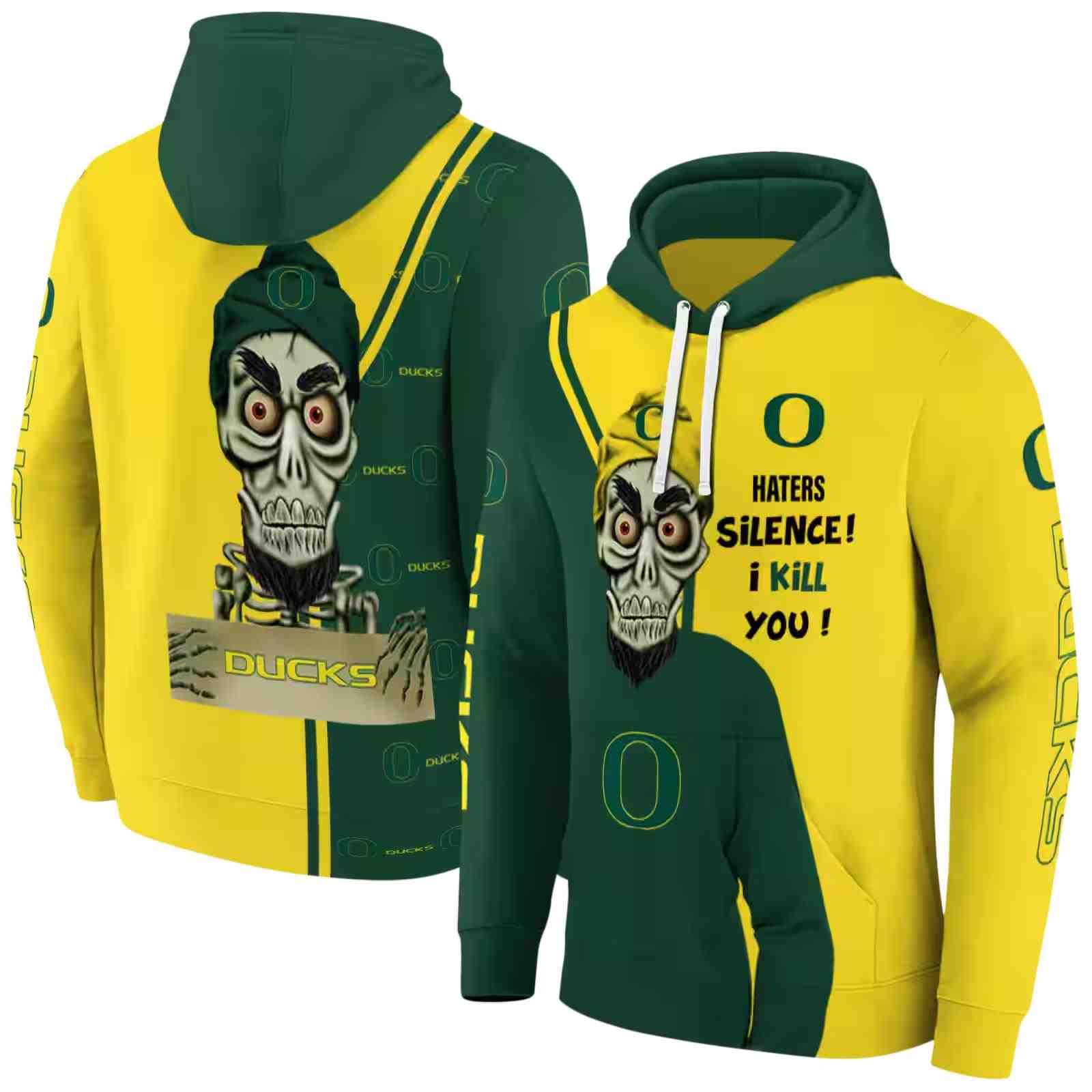 oregon ducks achmed skull green hoodie fashion forward