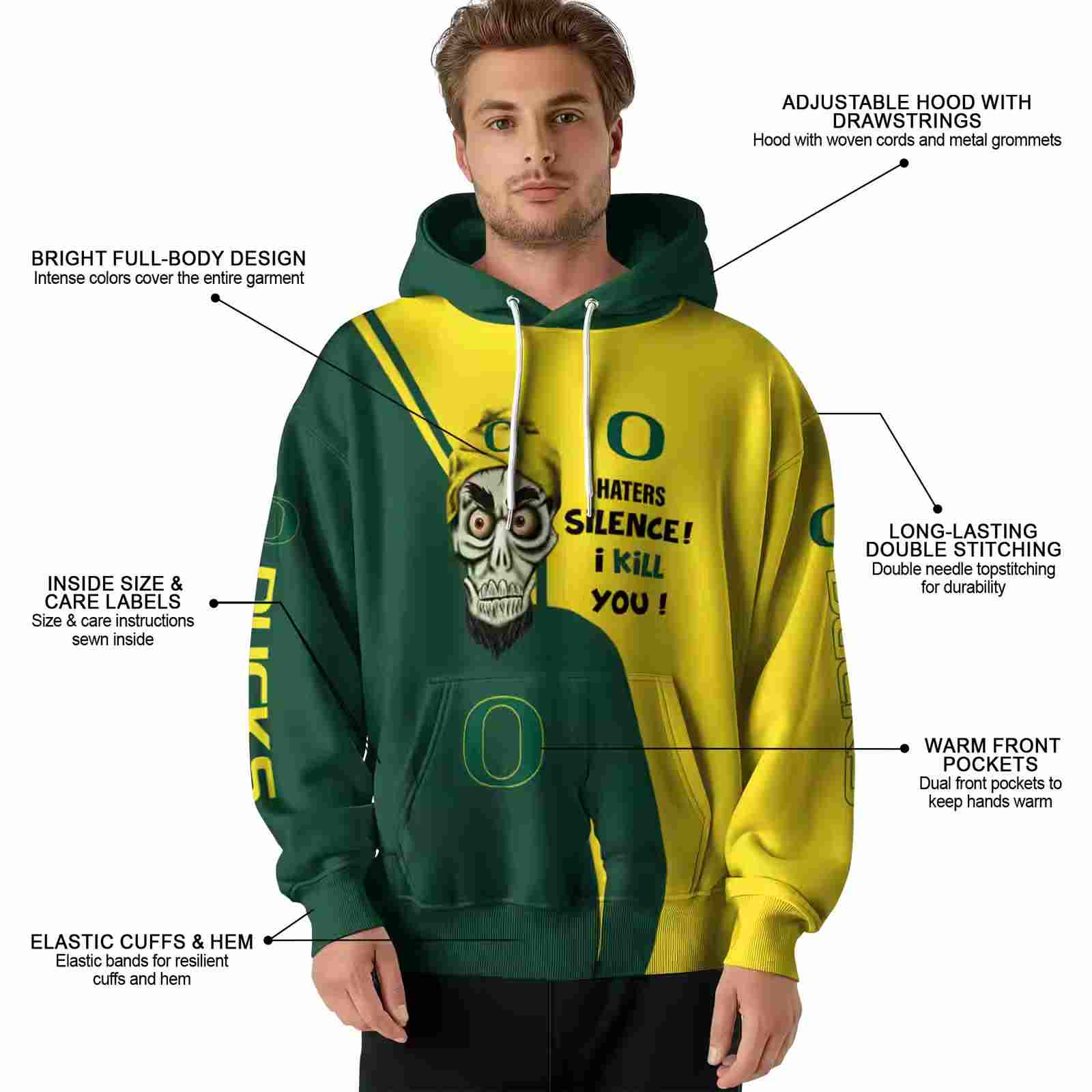 oregon ducks achmed skull green hoodie latest model