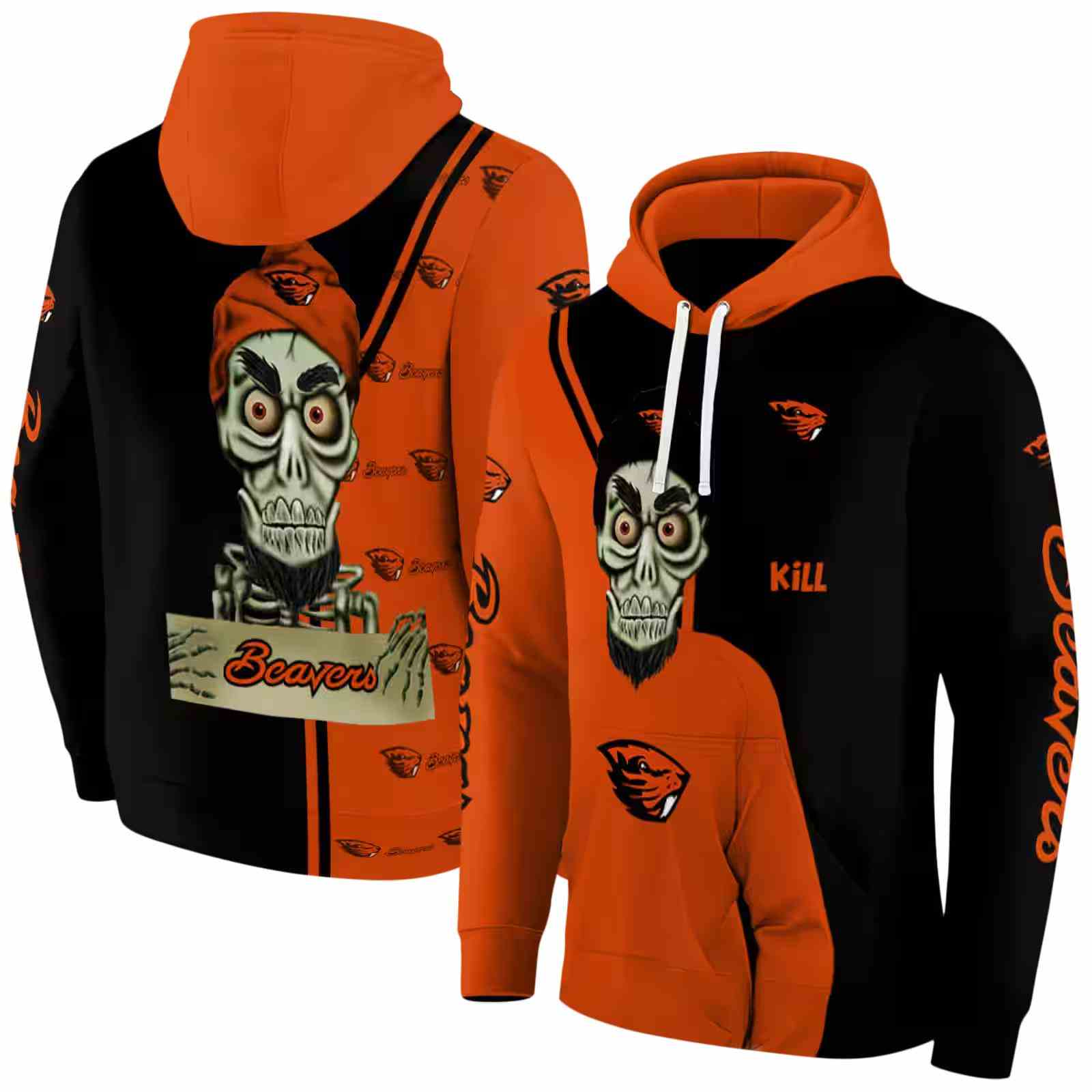 oregon state beavers achmed skull orange hoodie fashion forward