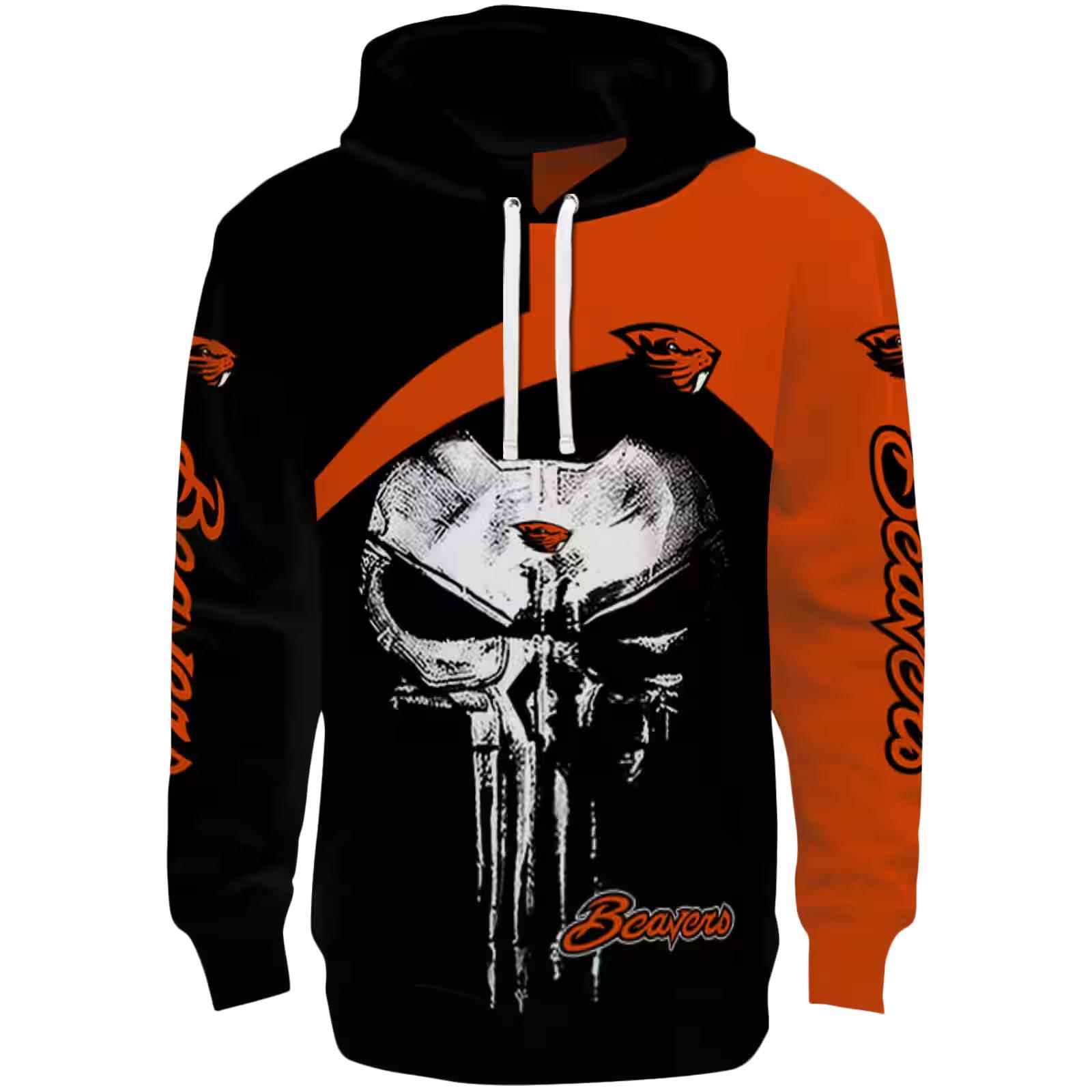 Oregon State Beavers Skull Punisher Black Hoodie