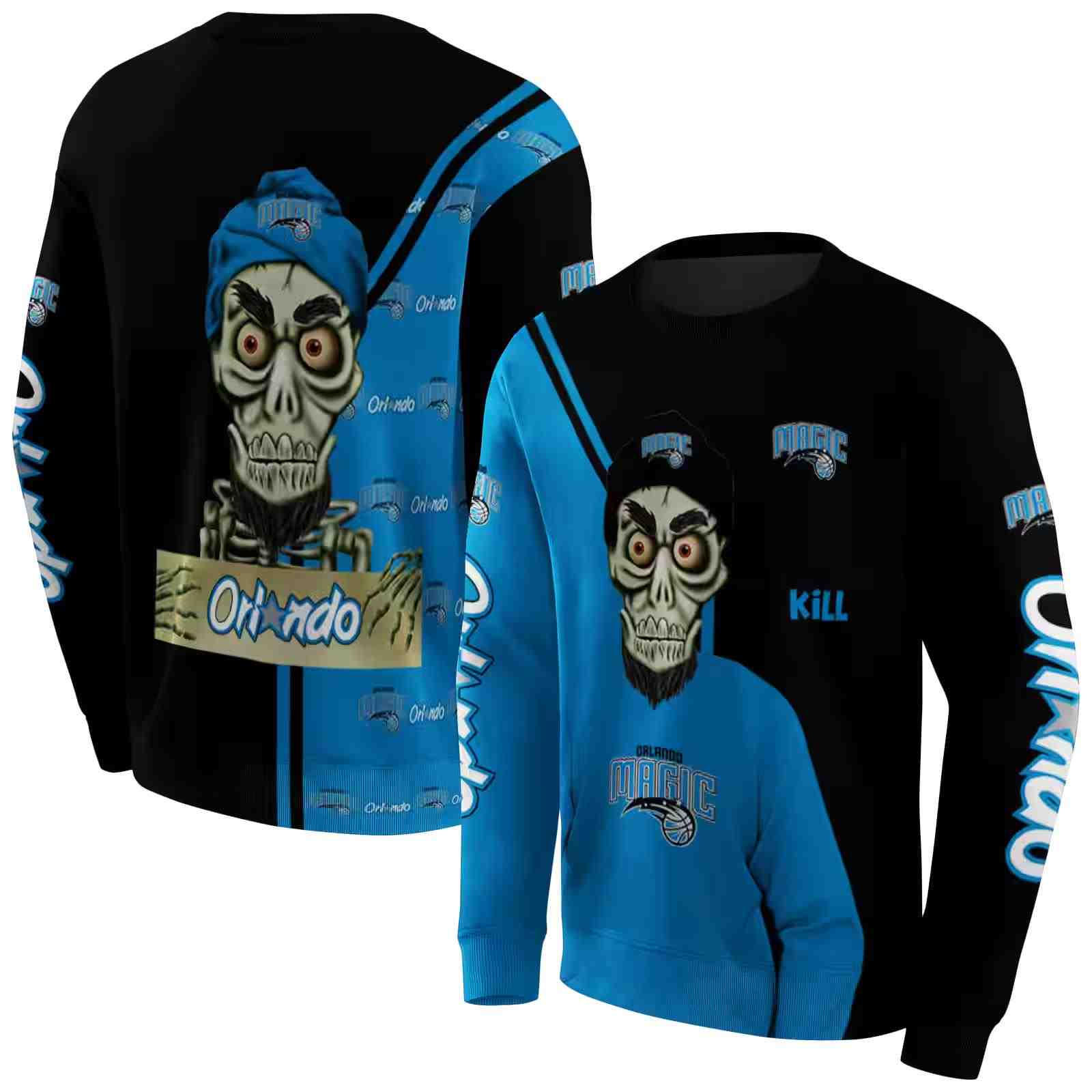 orlando magic achmed skull blue hoodie premium grade