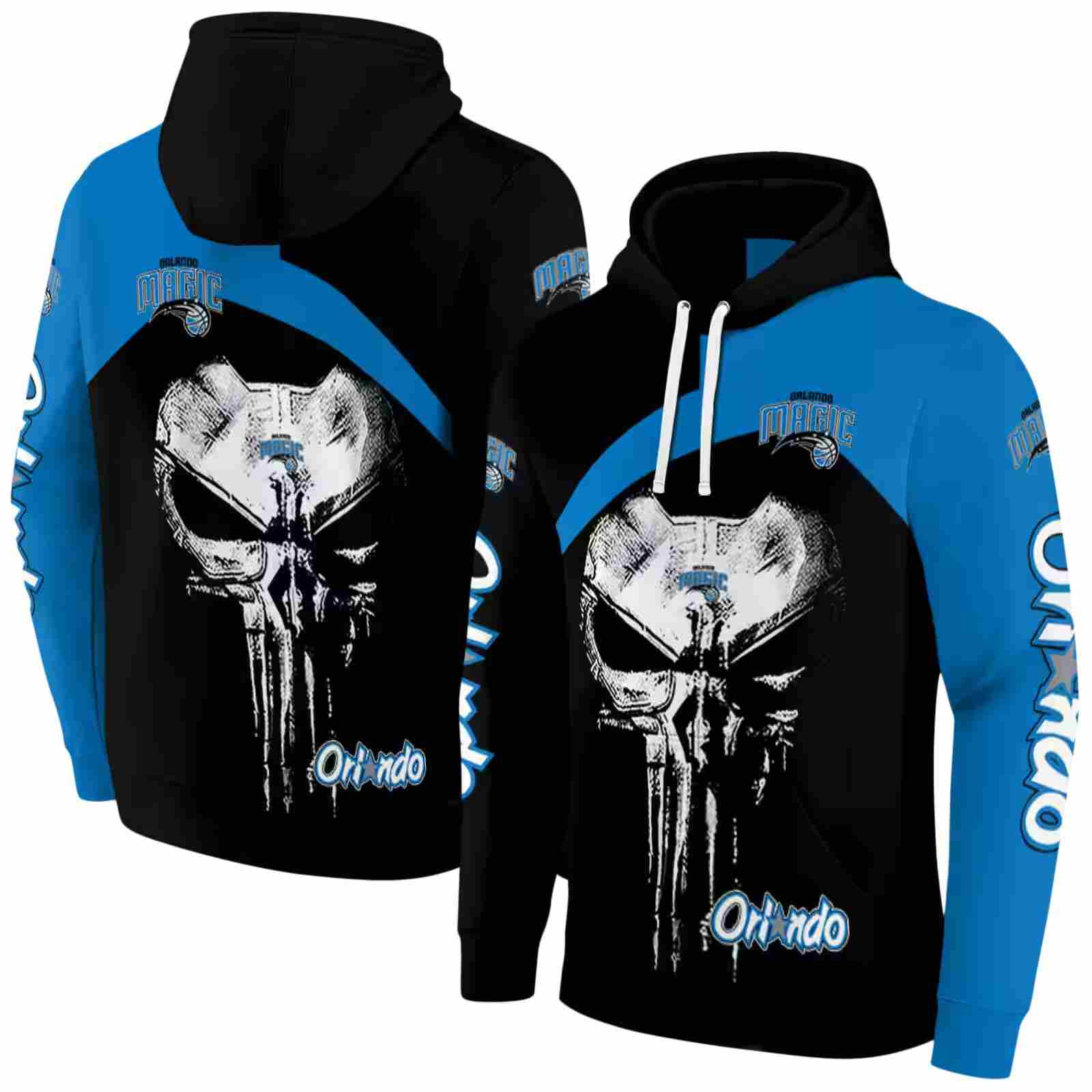 orlando magic skull punisher black hoodie fashion forward