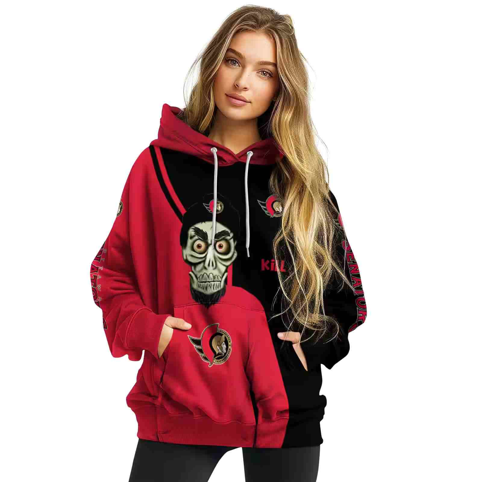 ottawa senators achmed skull red hoodie high quality