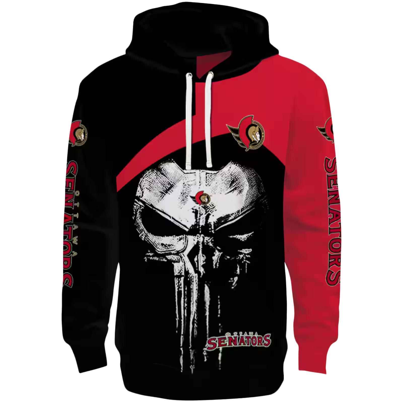 Ottawa Senators Skull Punisher Black Hoodie