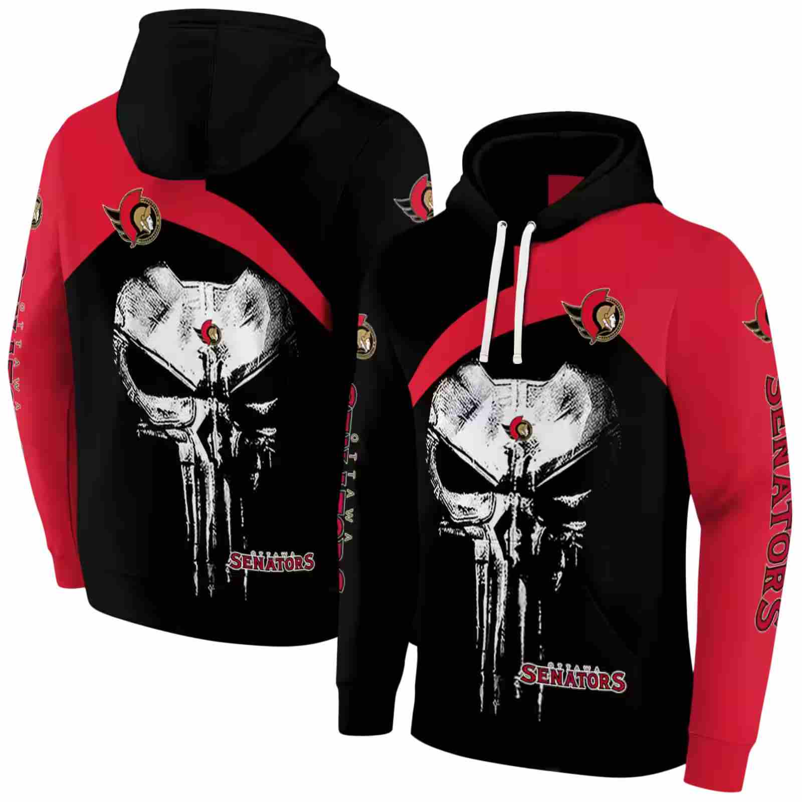 ottawa senators skull punisher black hoodie fashion forward