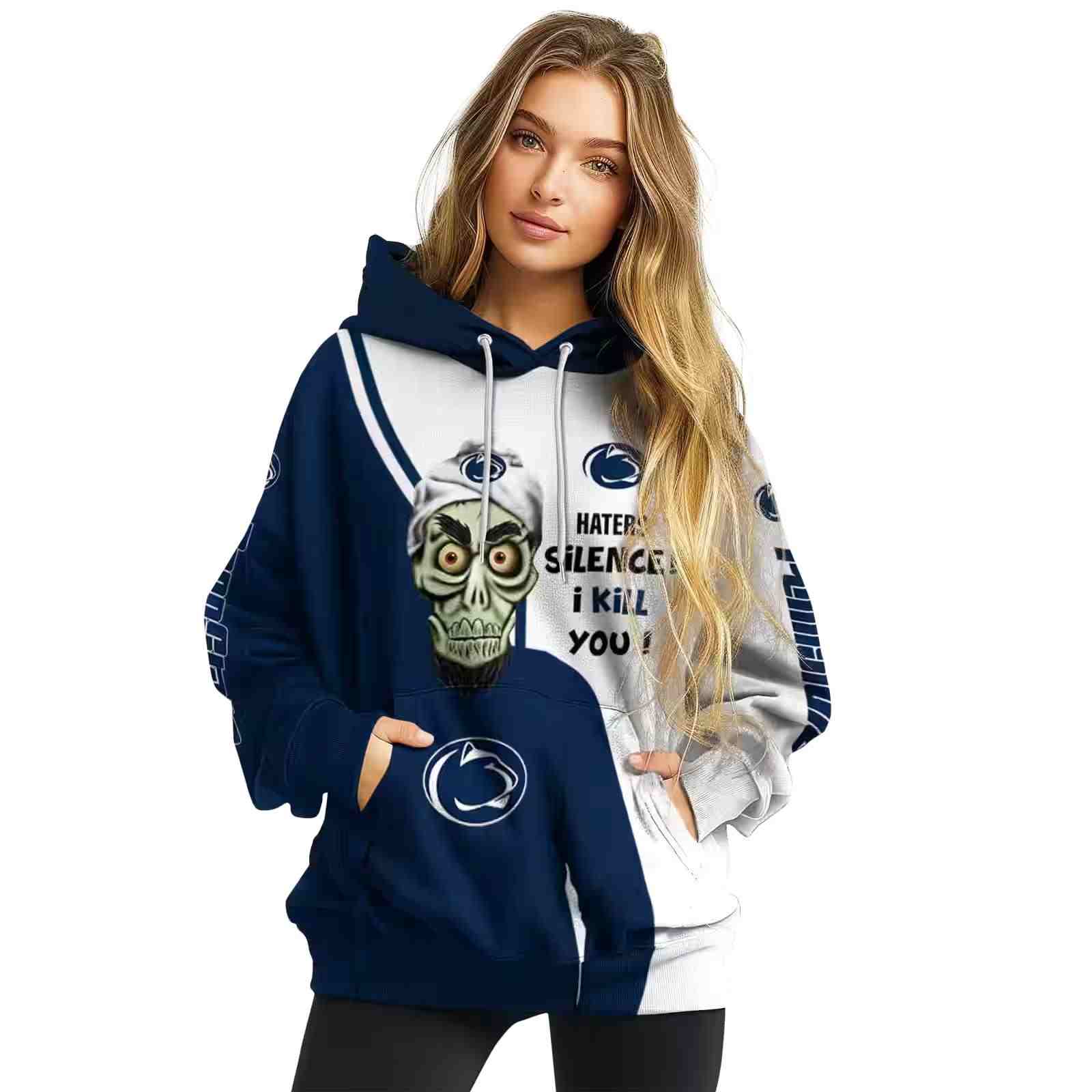 penn state nittany lions achmed skull blue hoodie high quality