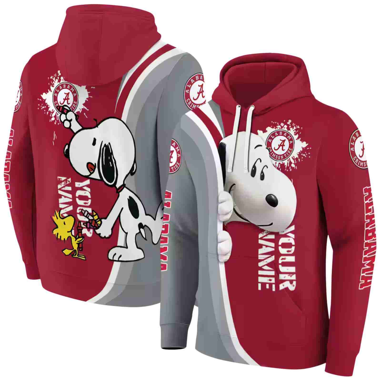 personalized alabama crimson tide peeking snoopy crimson hoodie fashion forward