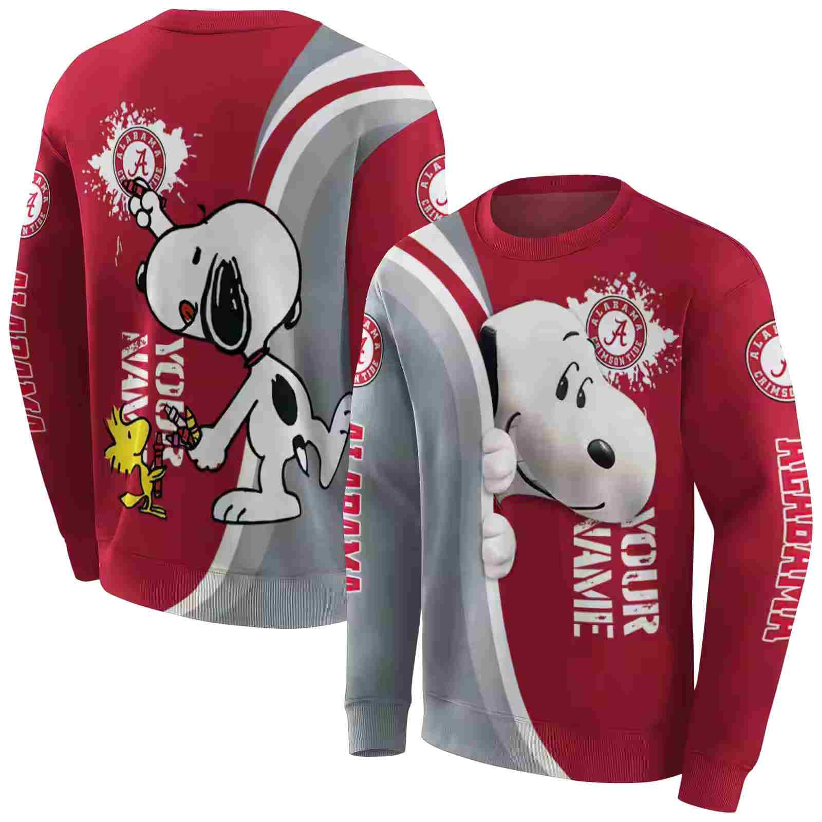 personalized alabama crimson tide peeking snoopy crimson hoodie premium grade