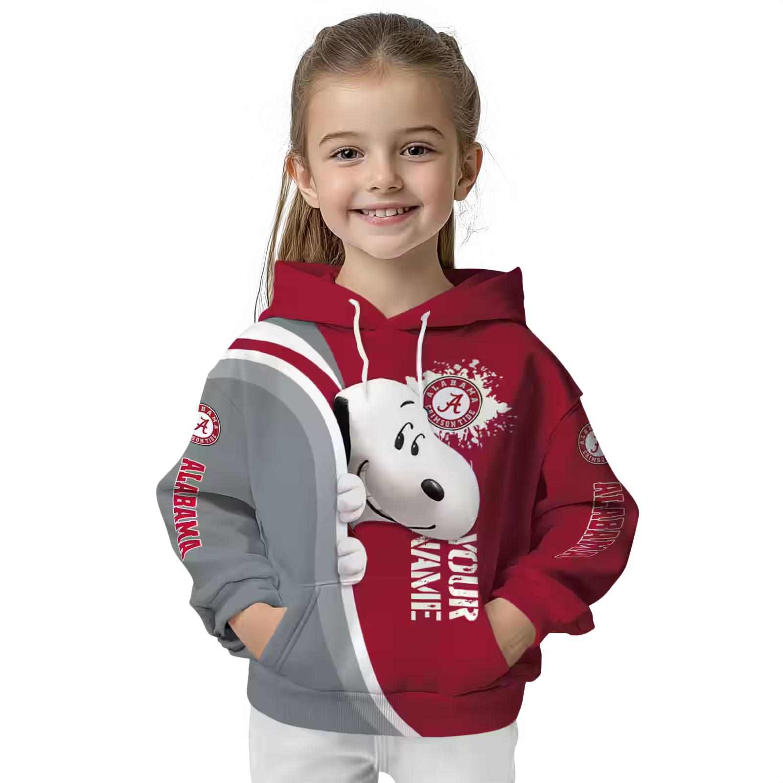 personalized alabama crimson tide peeking snoopy crimson hoodie top rated