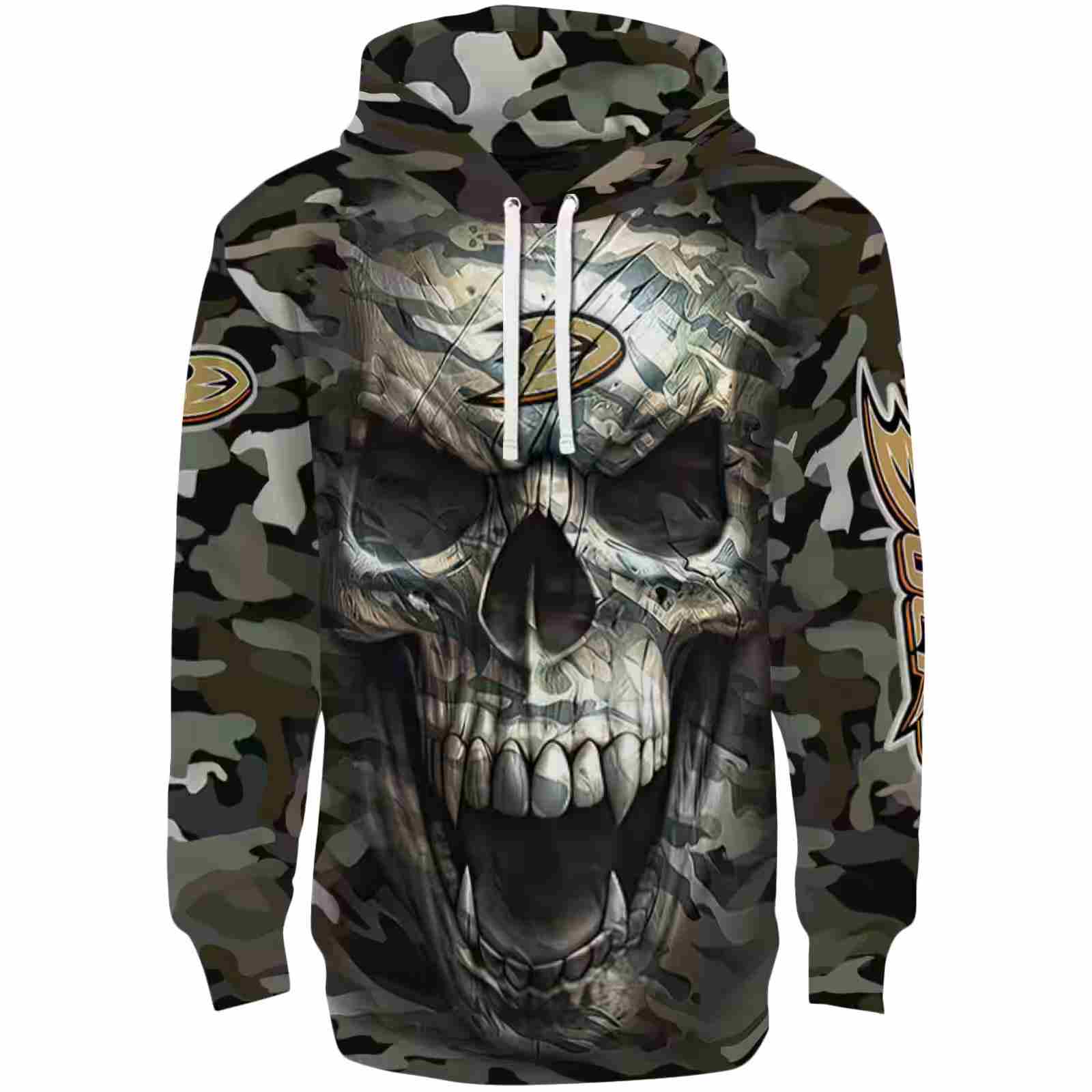 Personalized Anaheim Ducks Camo Skull Hoodie