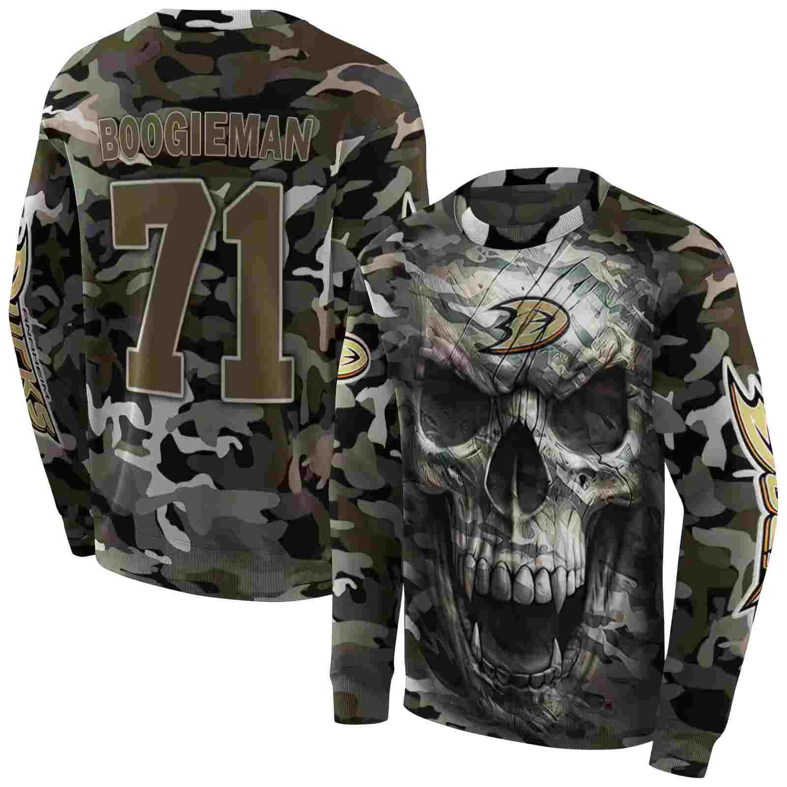 personalized anaheim ducks camo skull hoodie premium grade