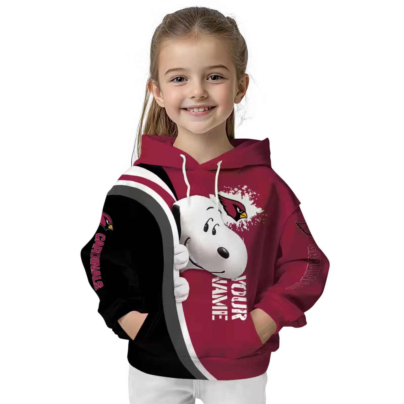 personalized arizona cardinals peeking snoopy red hoodie top rated