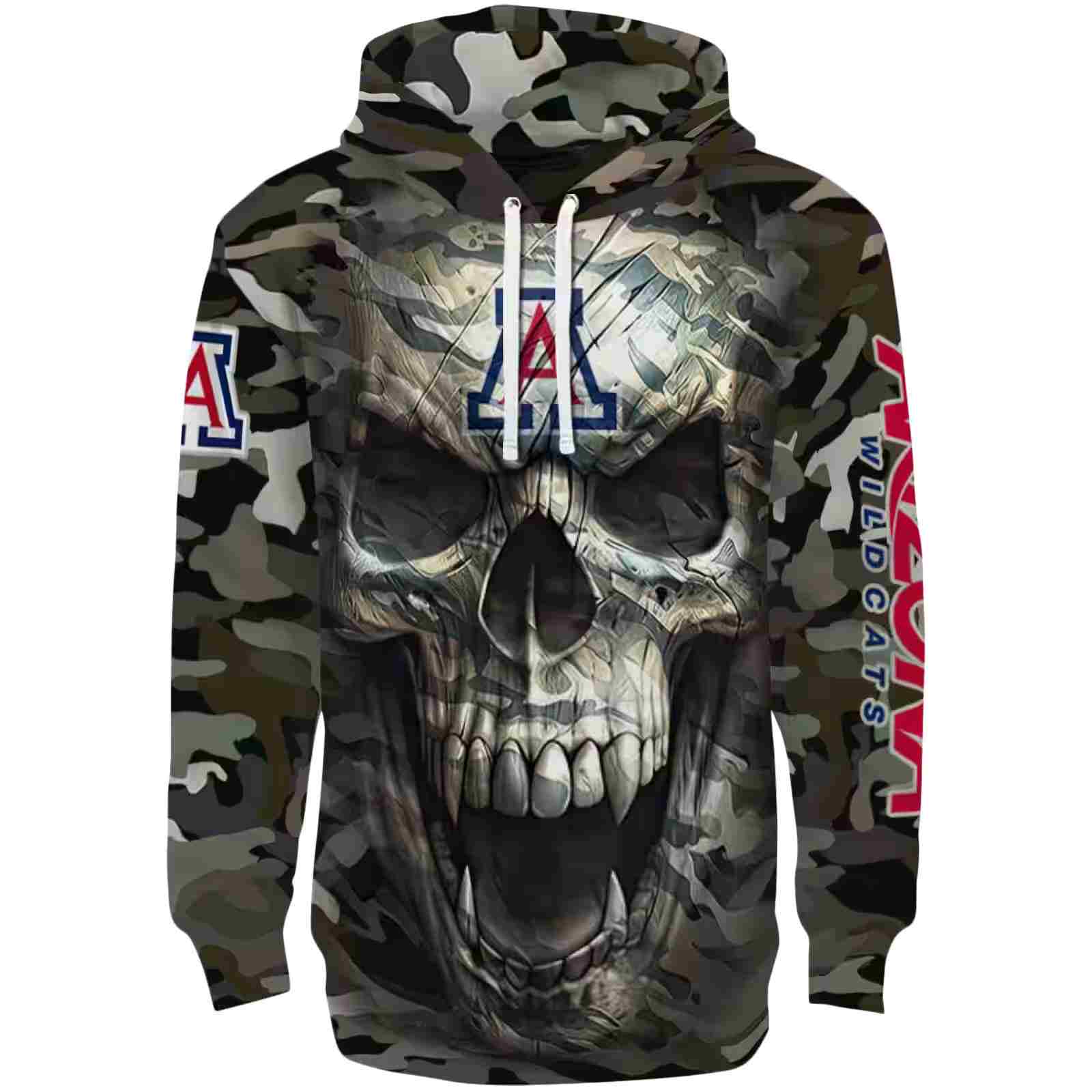 Personalized Arizona Wildcats Camo Skull Hoodie