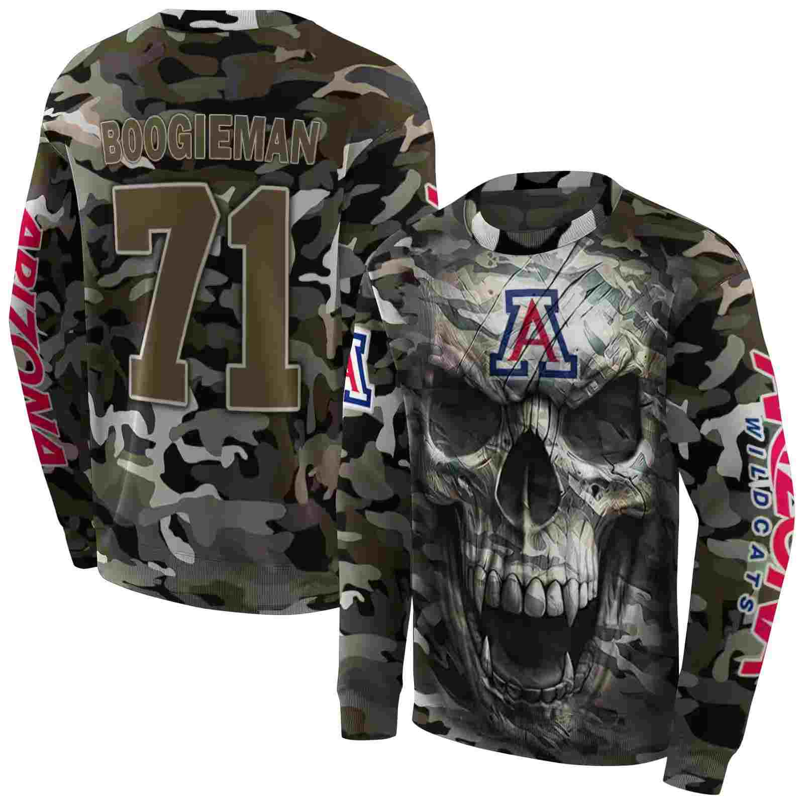 personalized arizona wildcats camo skull hoodie premium grade