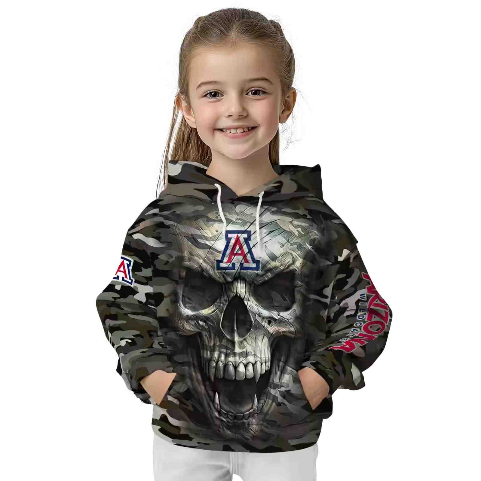 personalized arizona wildcats camo skull hoodie top rated