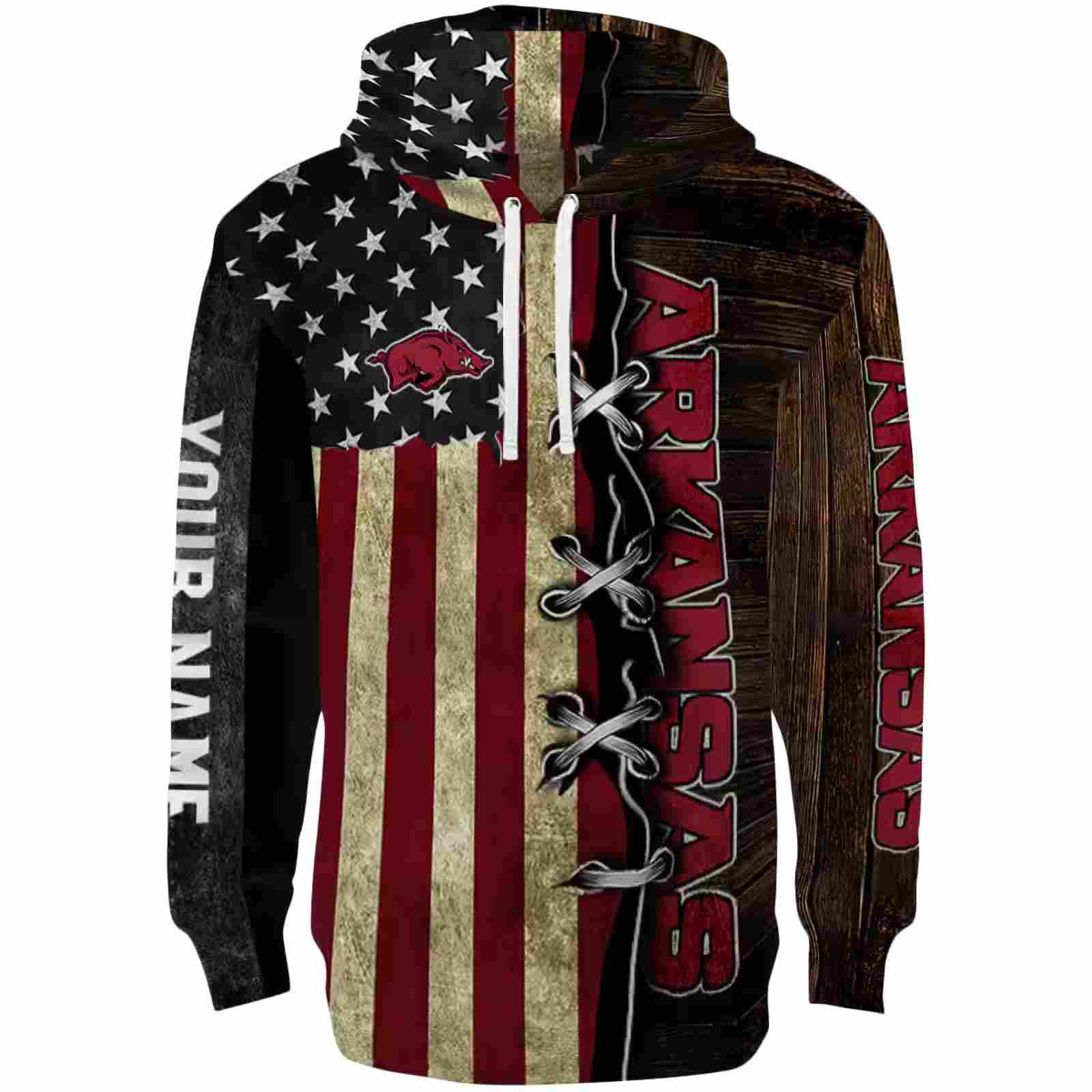 Personalized Arkansas Razorbacks American Pride Hoodie