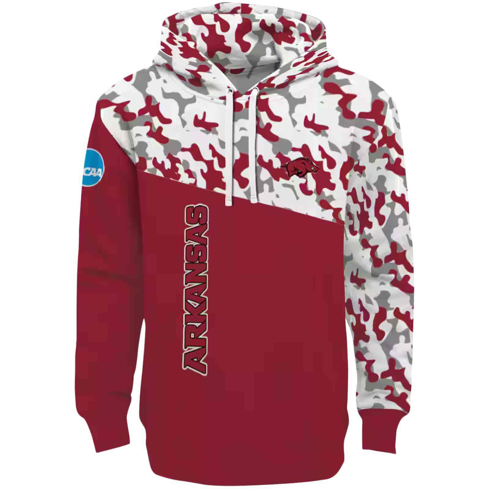 Personalized Arkansas Razorbacks Camo Pattern Red Hoodie