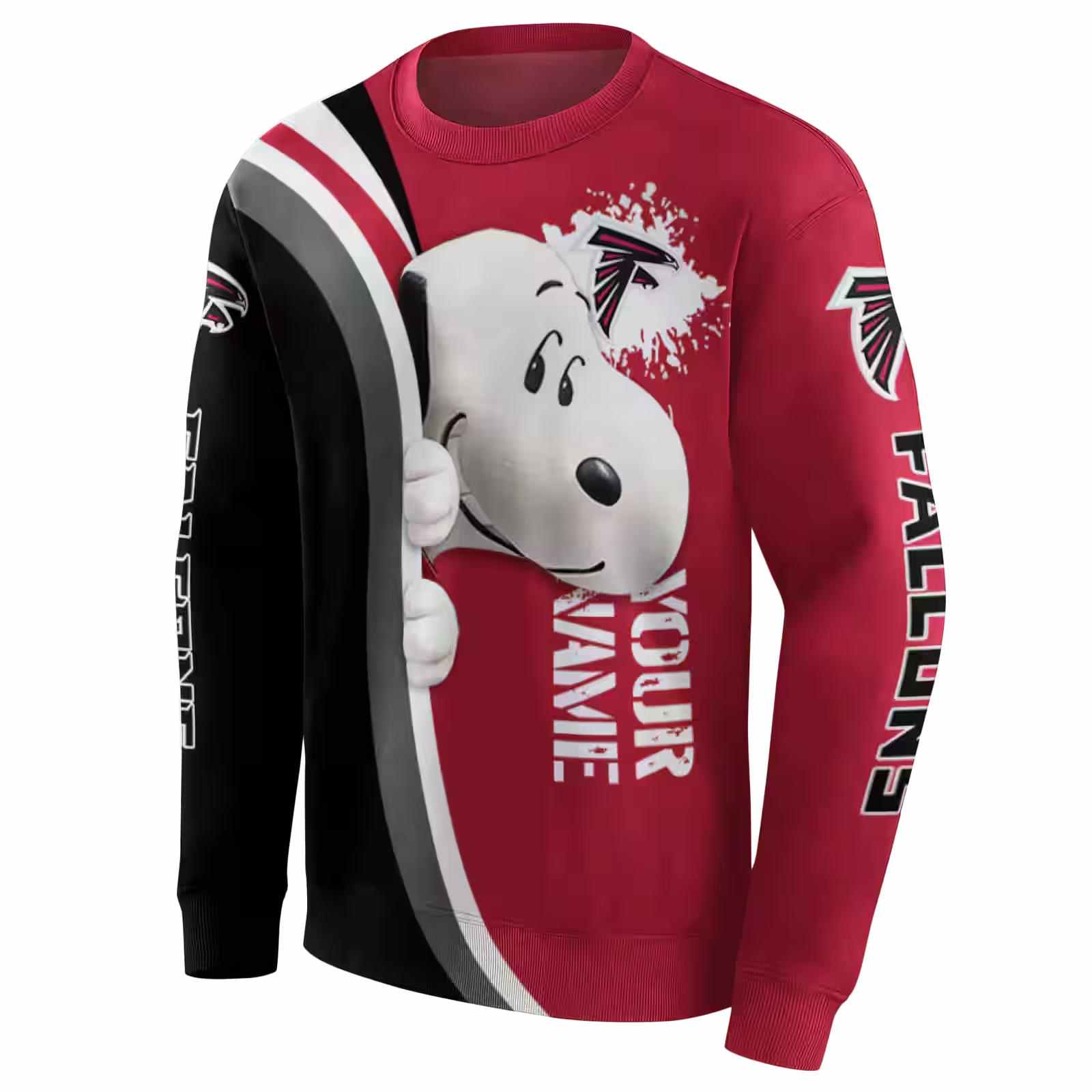 personalized atlanta falcons peeking snoopy red hoodie new arrival