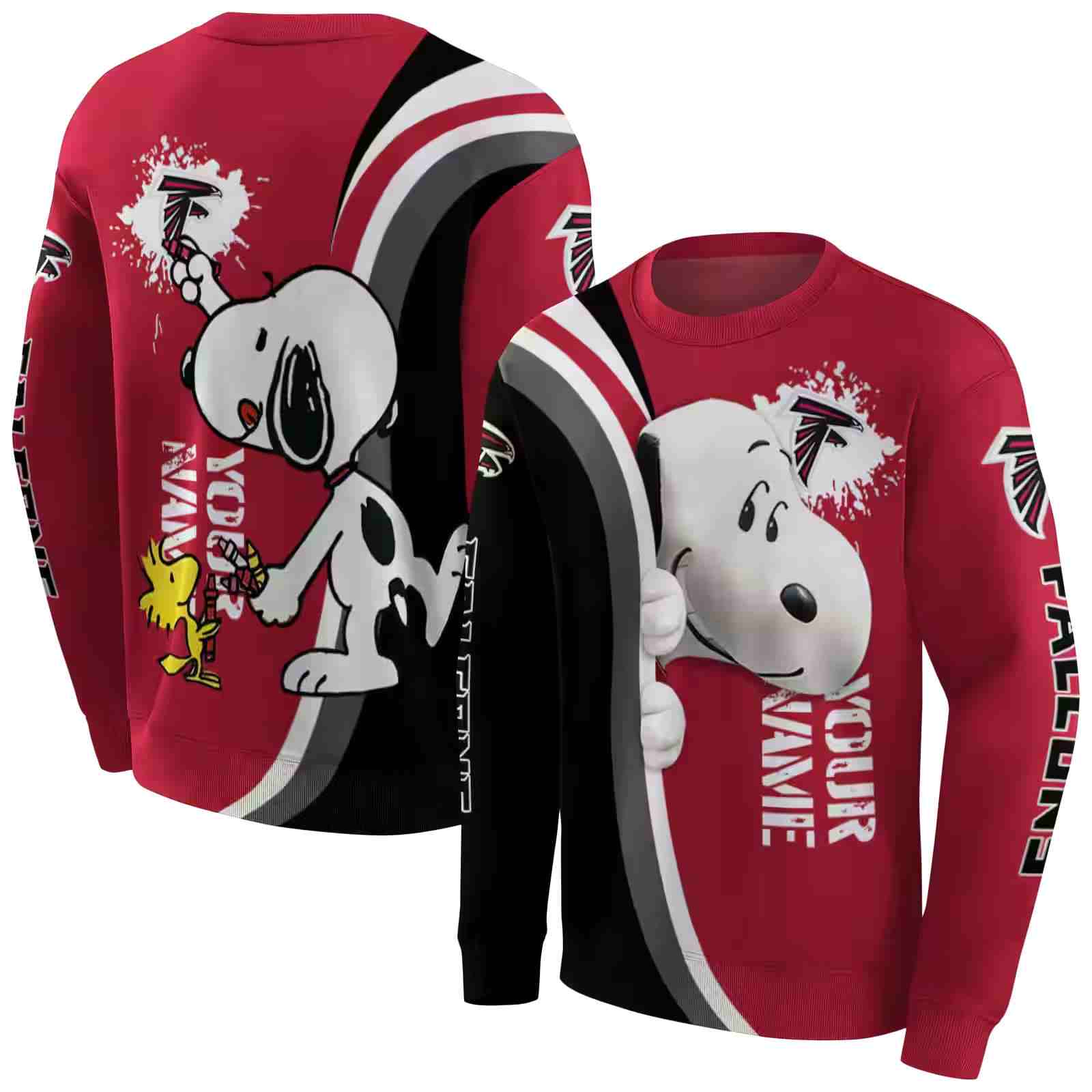 personalized atlanta falcons peeking snoopy red hoodie premium grade