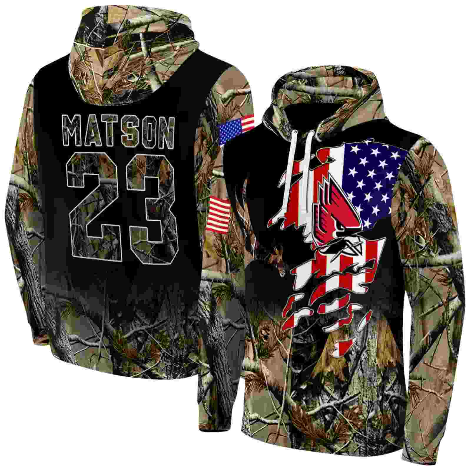 personalized ball state cardinals tree camo hoodie fashion forward