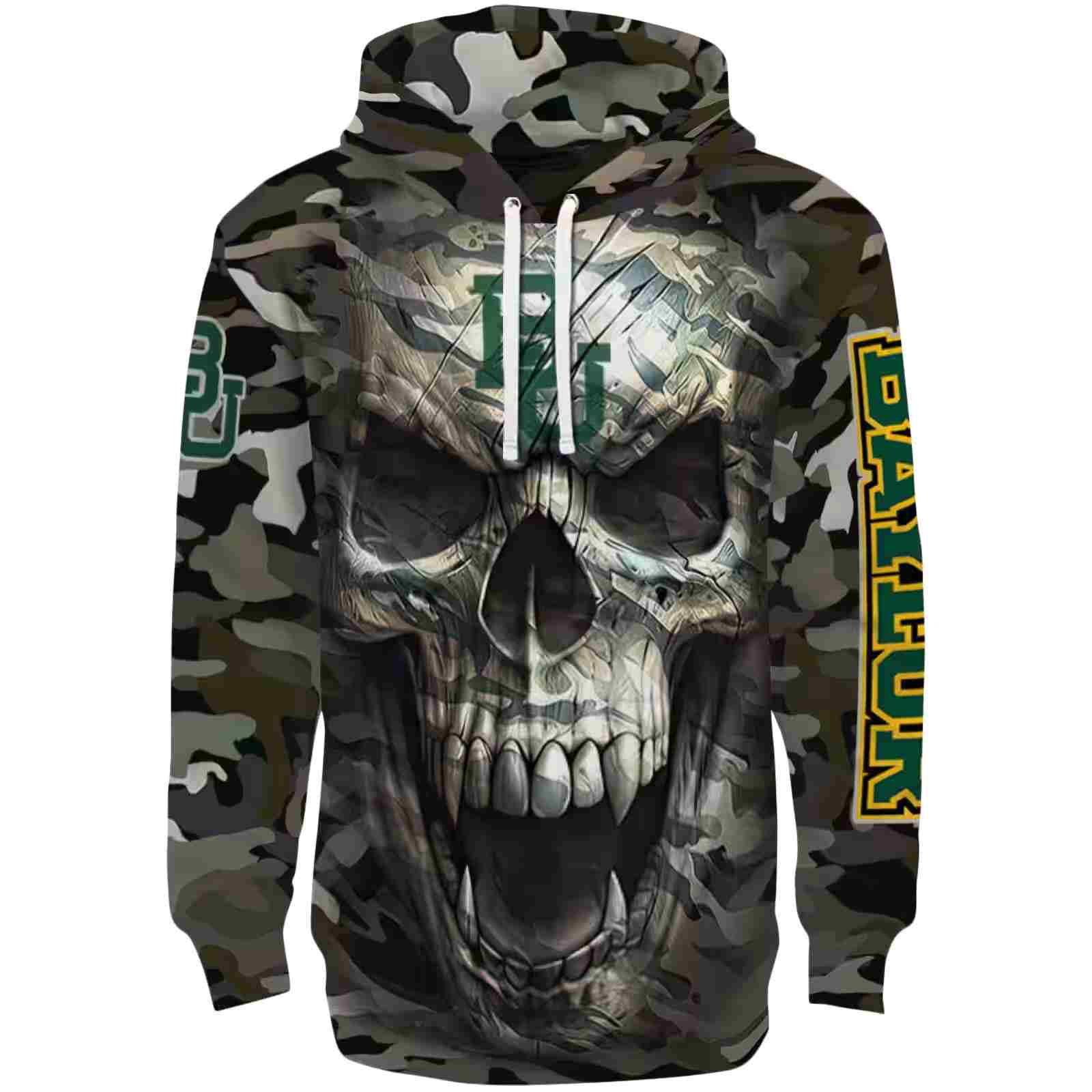 Personalized Baylor Bears Camo Skull Hoodie