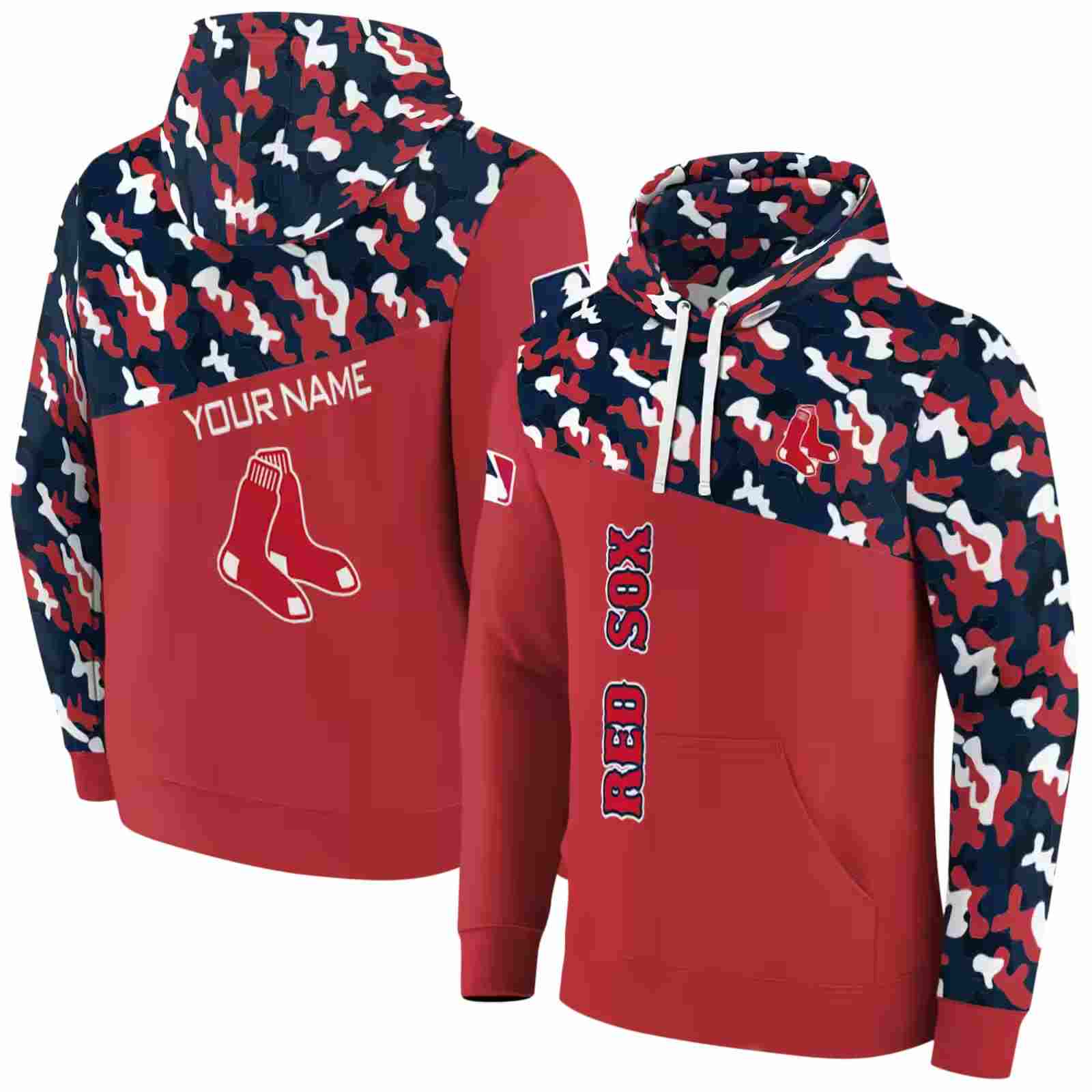 personalized boston red sox camo pattern red hoodie fashion forward