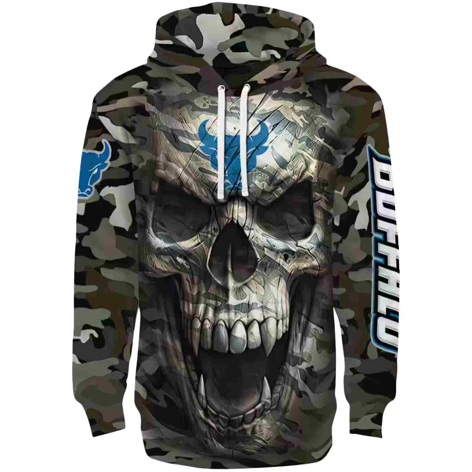 Personalized Buffalo Bulls Camo Skull Hoodie
