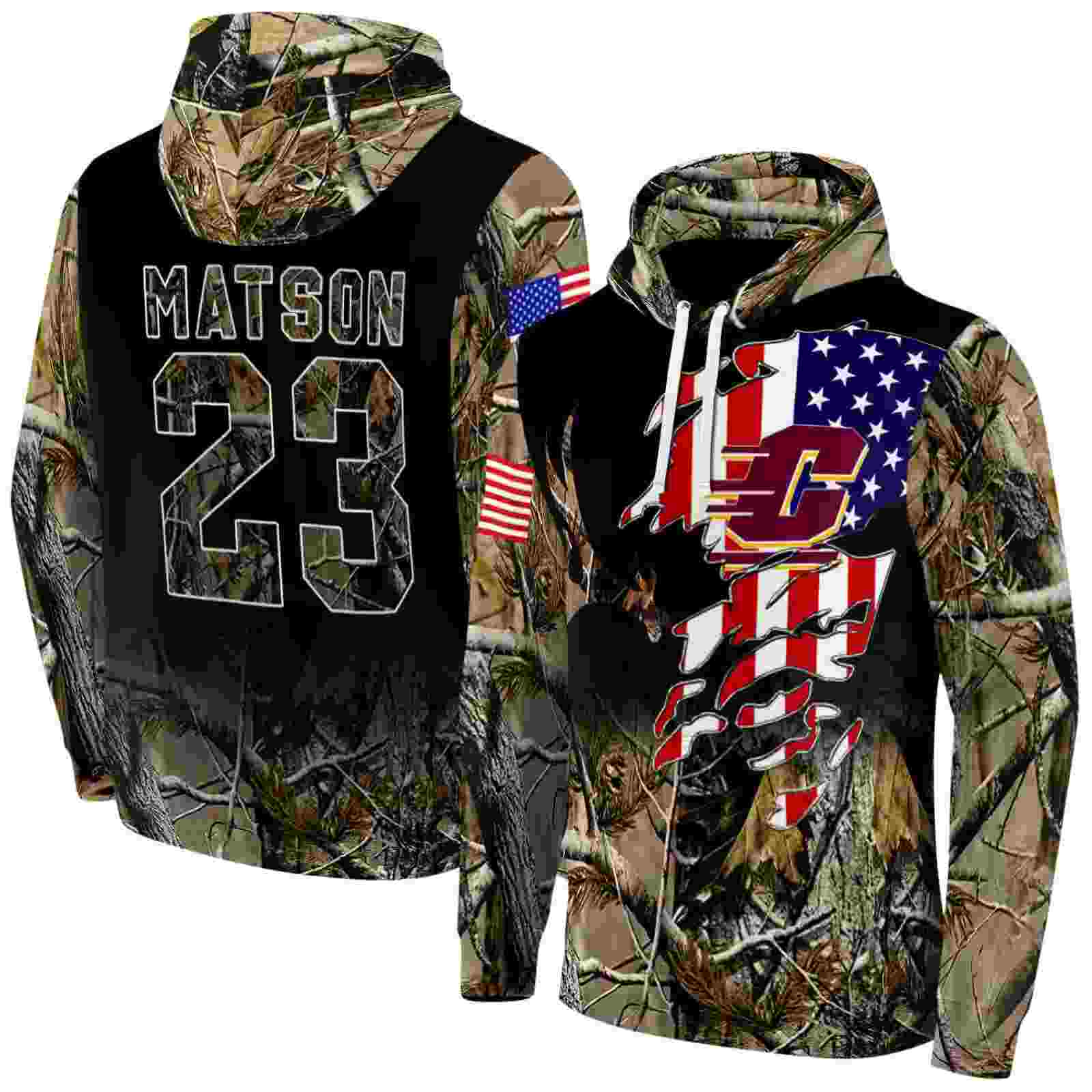 personalized central michigan chippewas tree camo hoodie fashion forward
