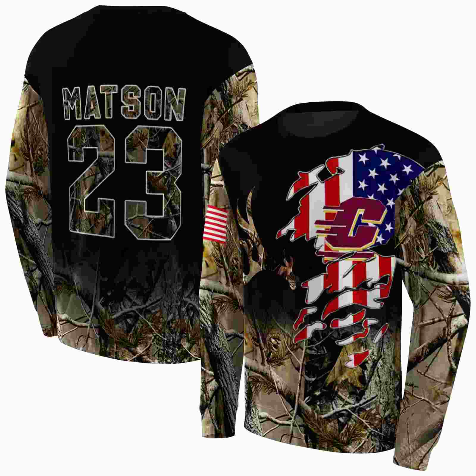 personalized central michigan chippewas tree camo hoodie premium grade