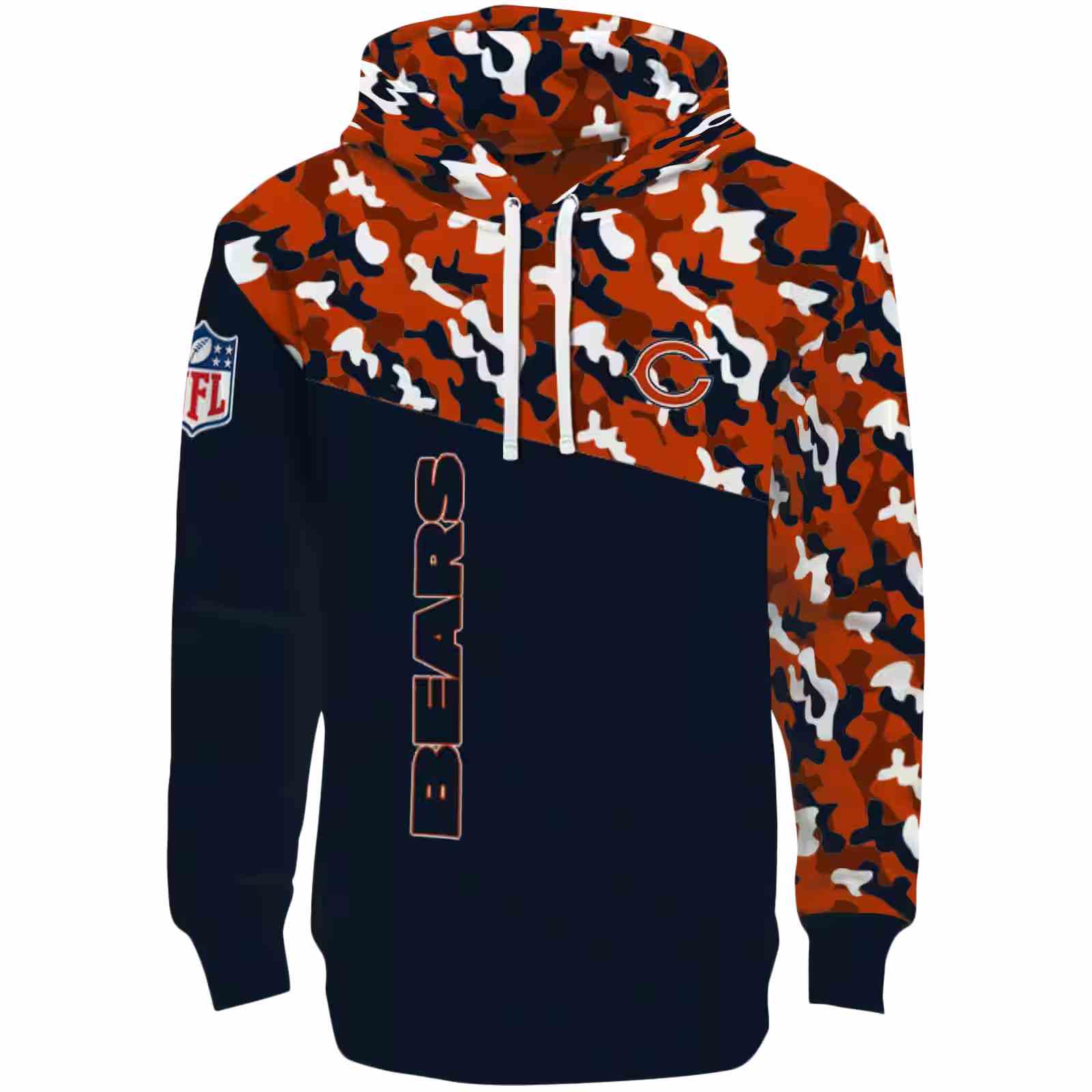 Personalized Chicago Bears Camo Pattern Blue Hoodie