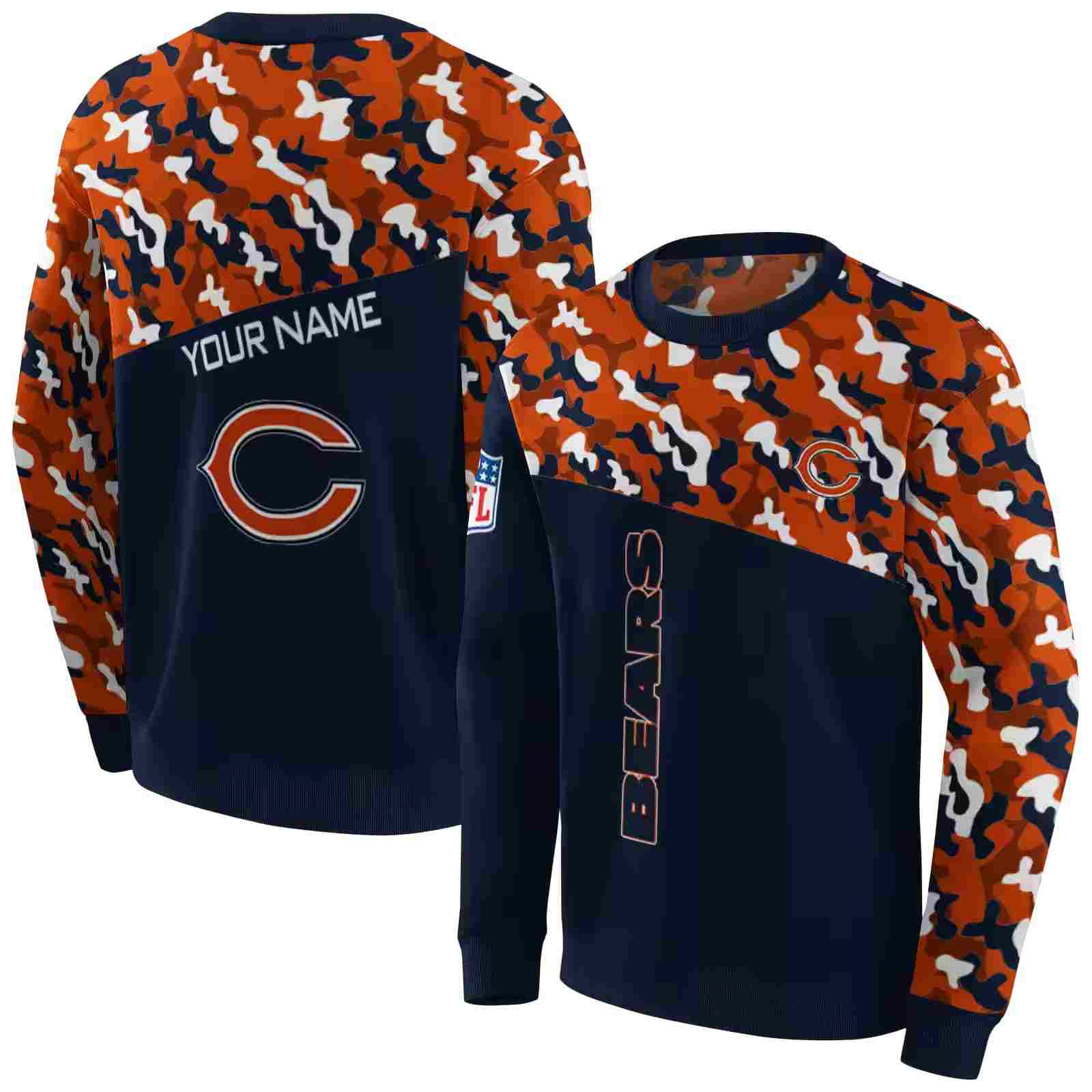 personalized chicago bears camo pattern blue hoodie premium grade