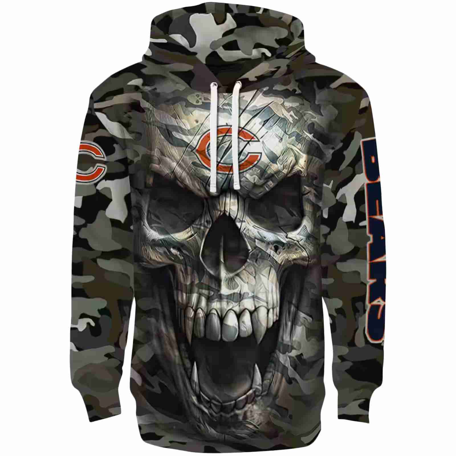 Personalized Chicago Bears Camo Skull Hoodie