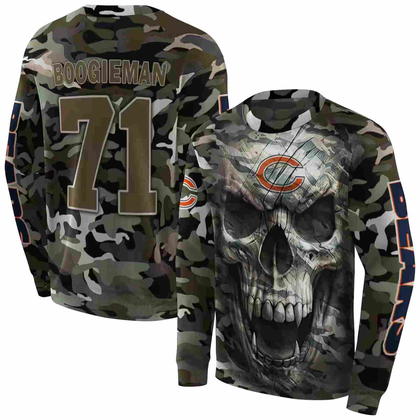 personalized chicago bears camo skull hoodie premium grade