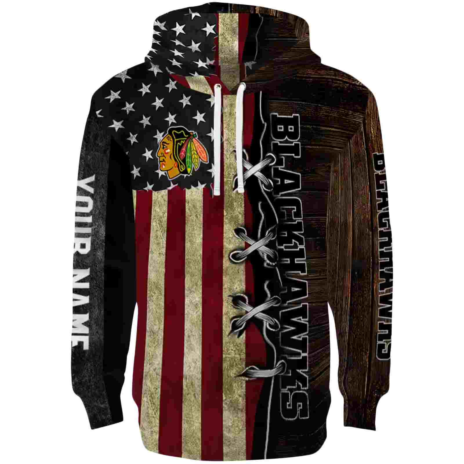 Personalized Chicago Blackhawks American Pride Hoodie