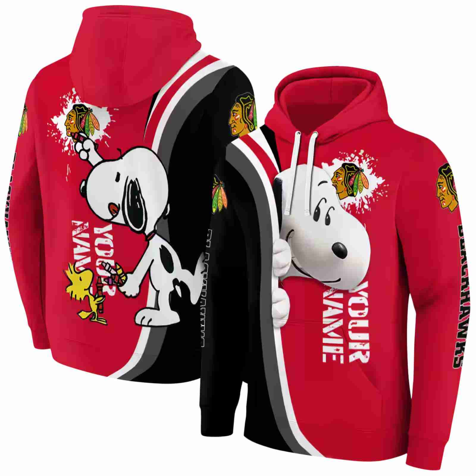 personalized chicago blackhawks peeking snoopy red hoodie fashion forward