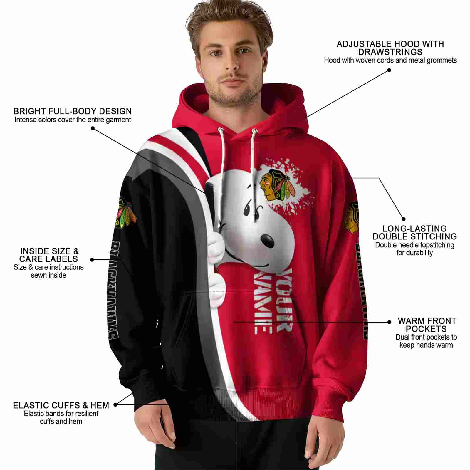 personalized chicago blackhawks peeking snoopy red hoodie latest model