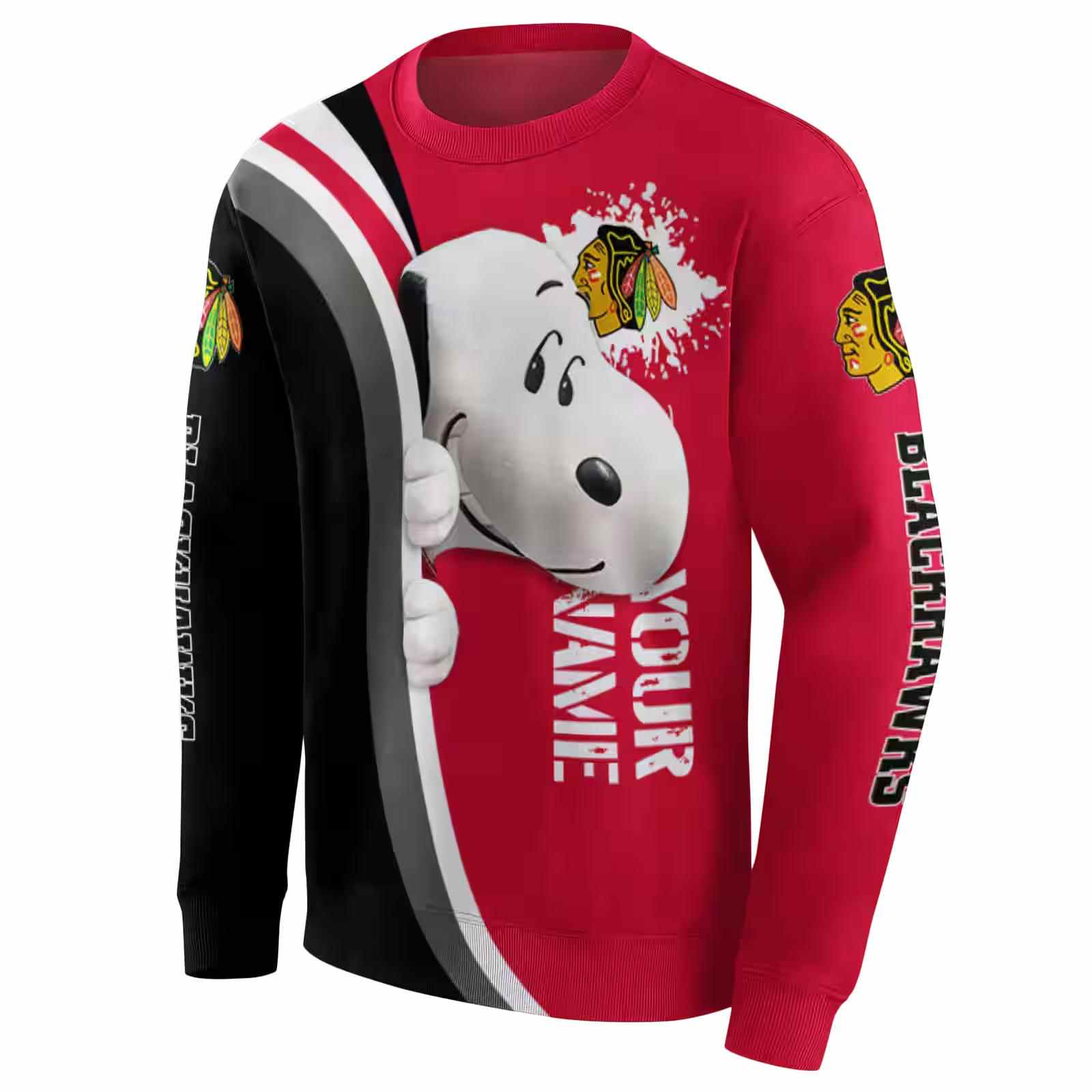 personalized chicago blackhawks peeking snoopy red hoodie new arrival