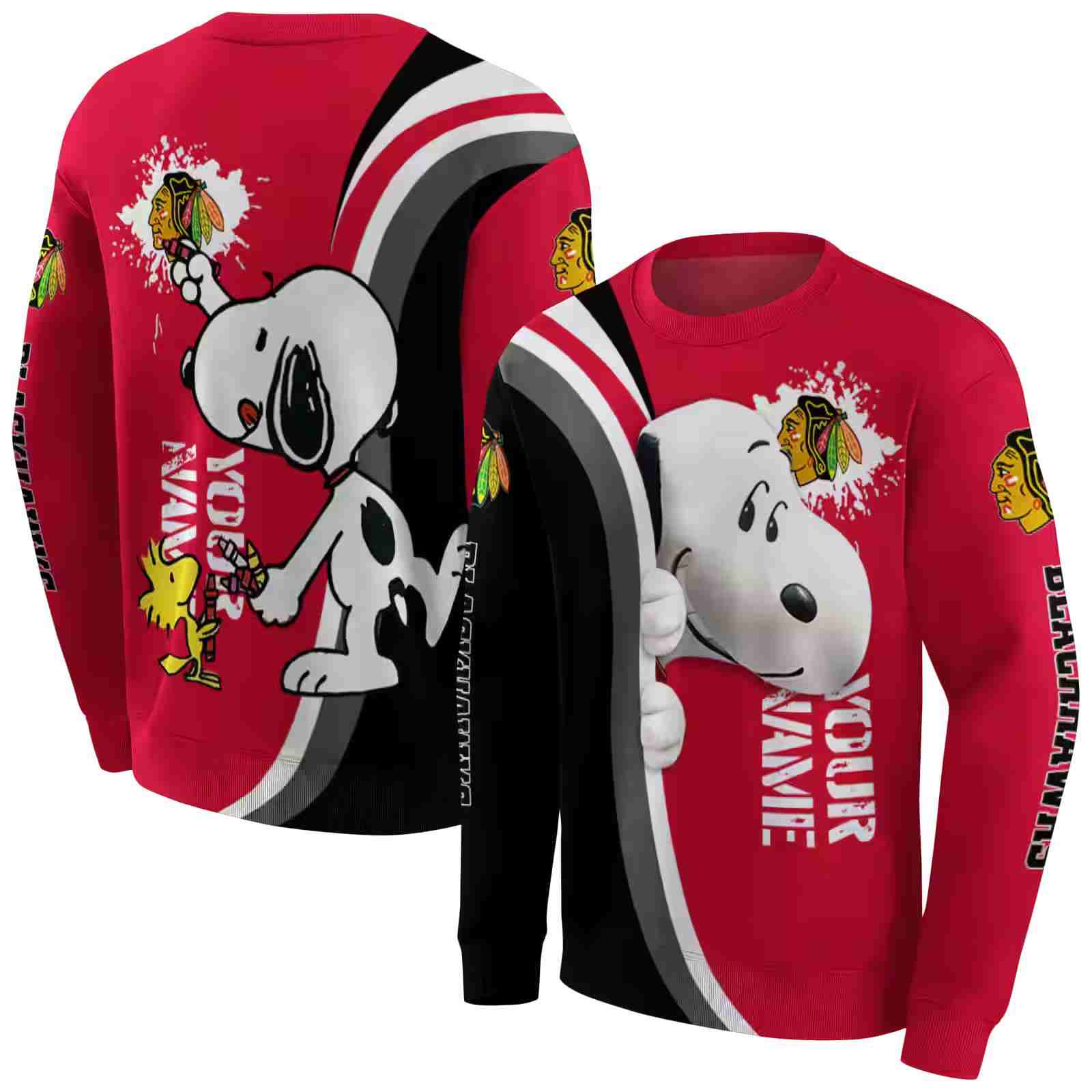 personalized chicago blackhawks peeking snoopy red hoodie premium grade