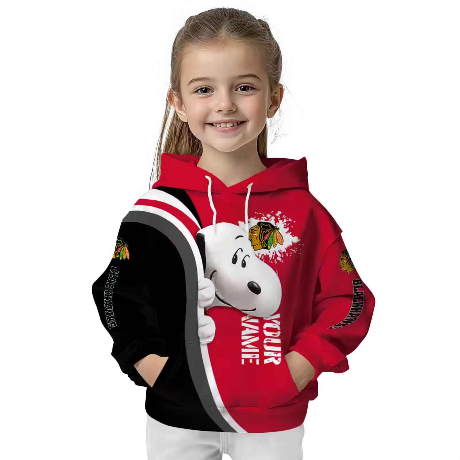 personalized chicago blackhawks peeking snoopy red hoodie top rated