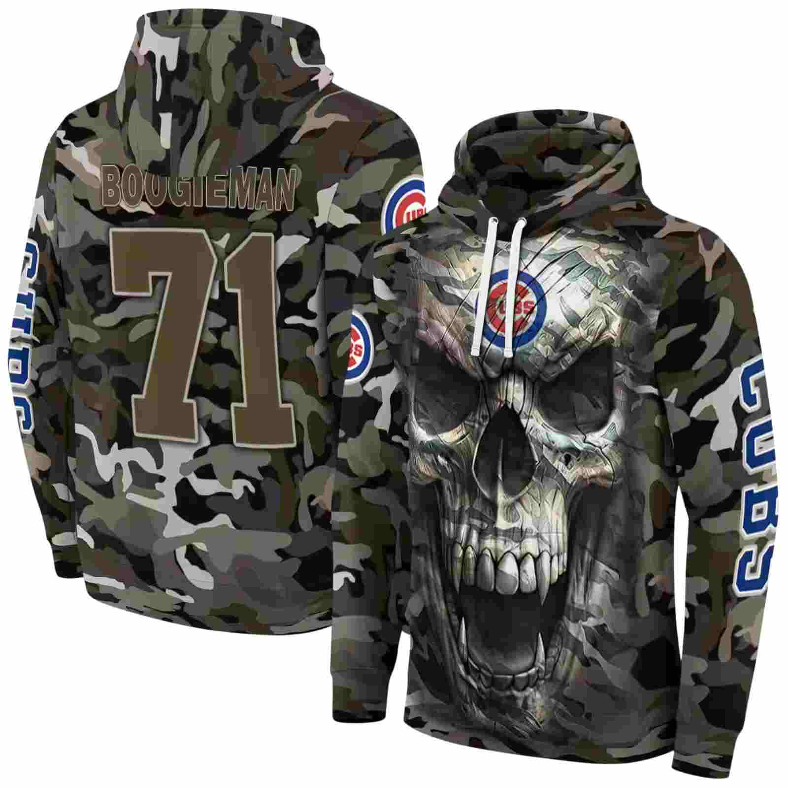 personalized chicago cubs camo skull hoodie fashion forward