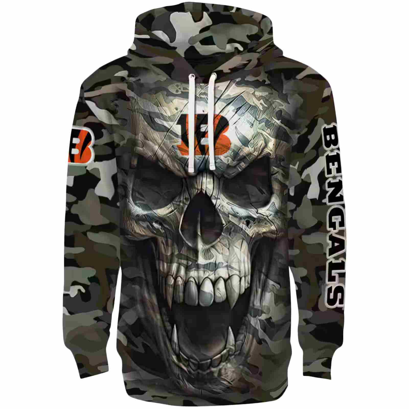 Personalized Cincinnati Bengals Camo Skull Hoodie