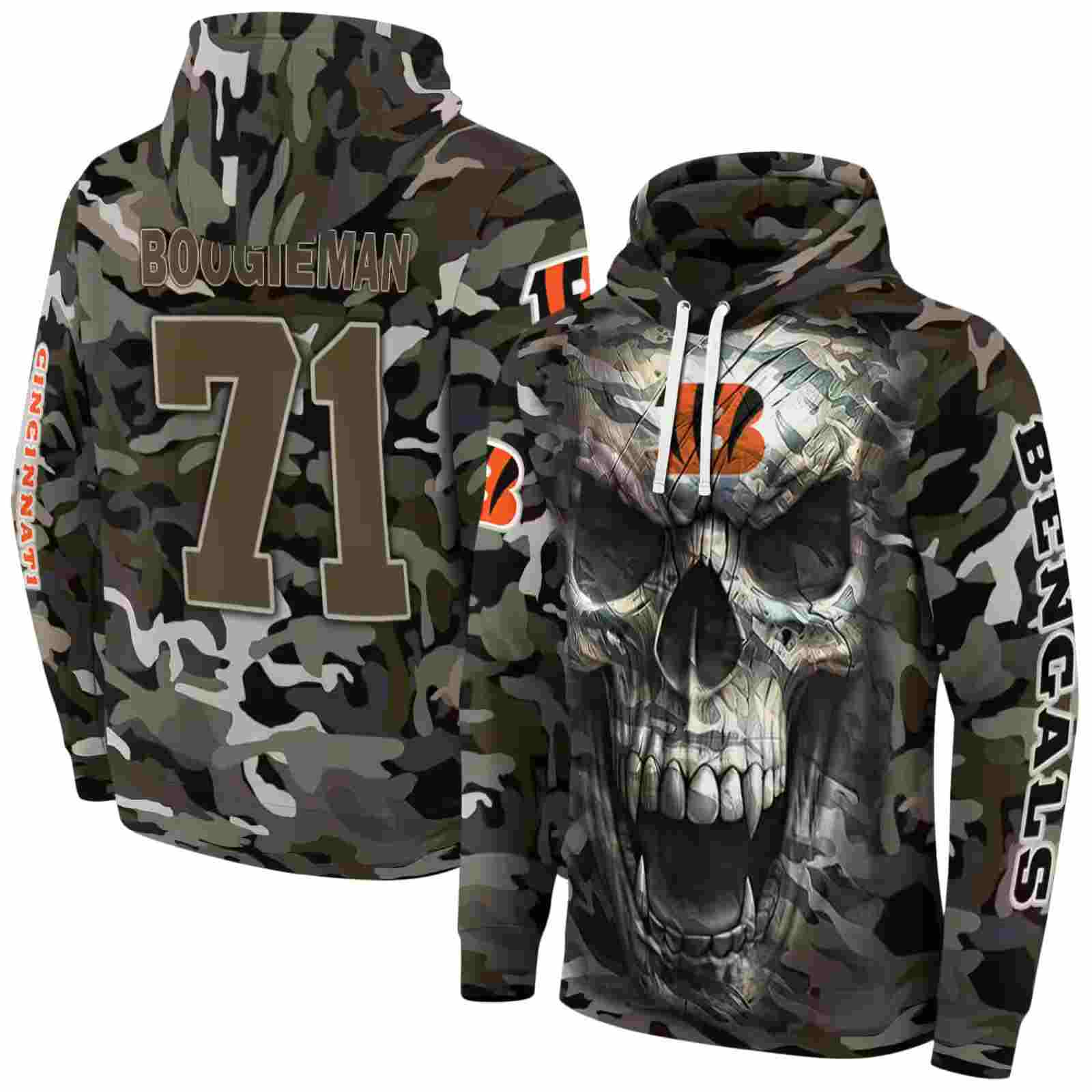 personalized cincinnati bengals camo skull hoodie fashion forward