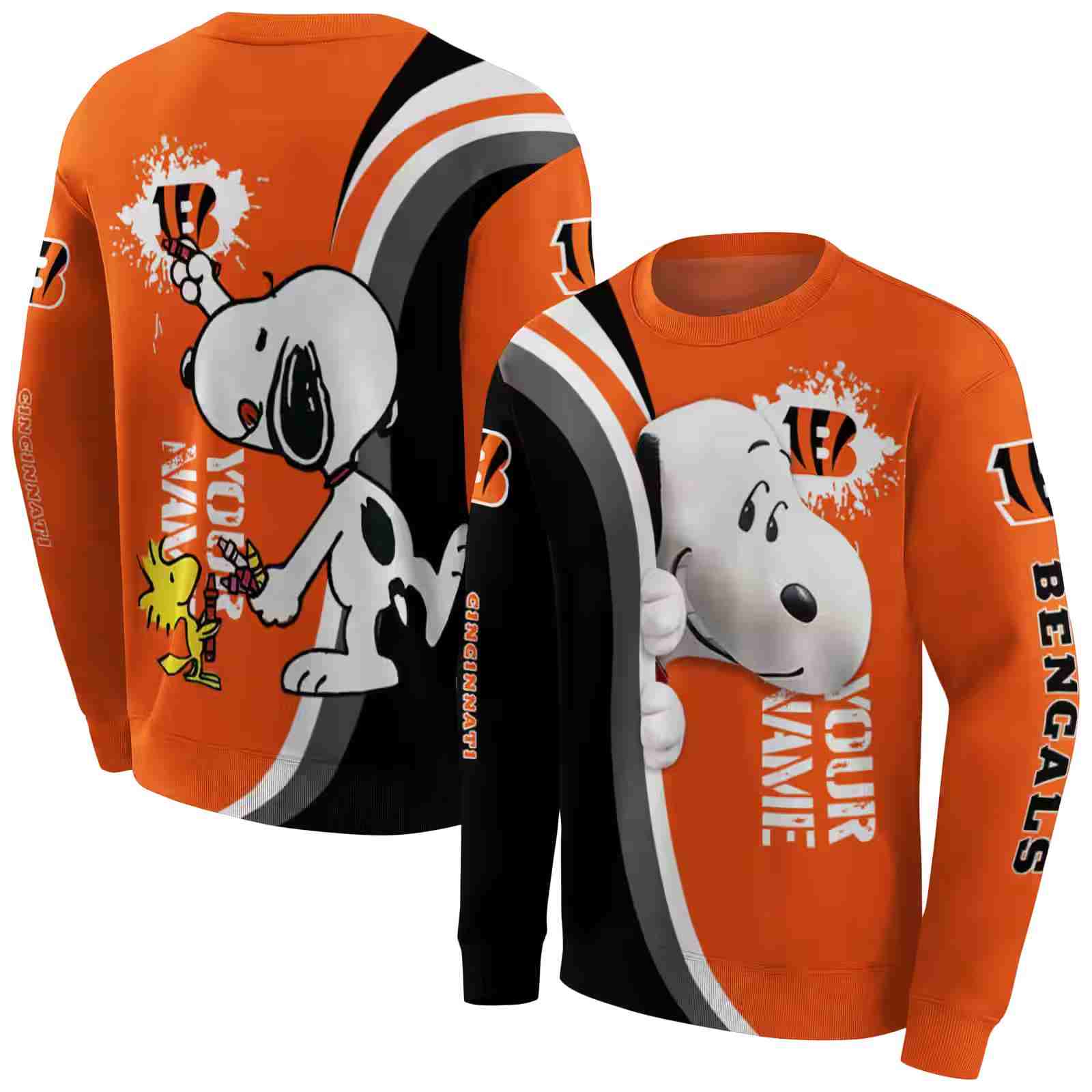 personalized cincinnati bengals peeking snoopy orange hoodie premium grade