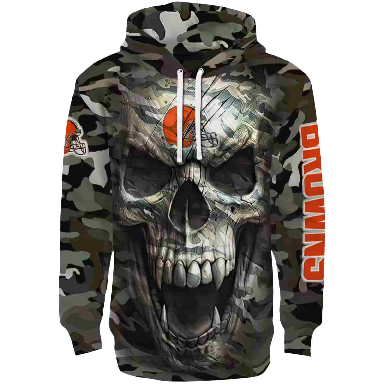 Personalized Cleveland Browns Camo Skull Hoodie