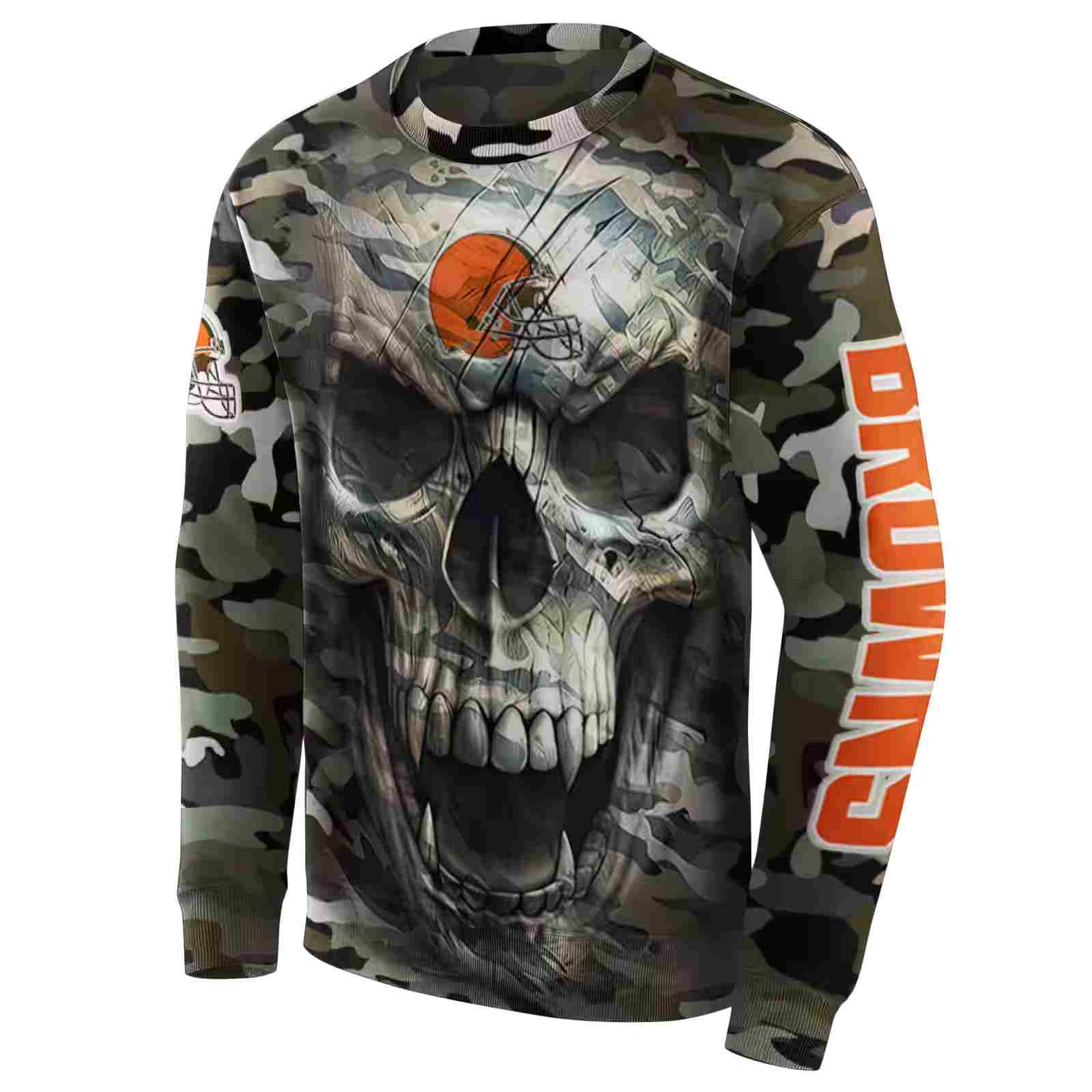 personalized cleveland browns camo skull hoodie new arrival